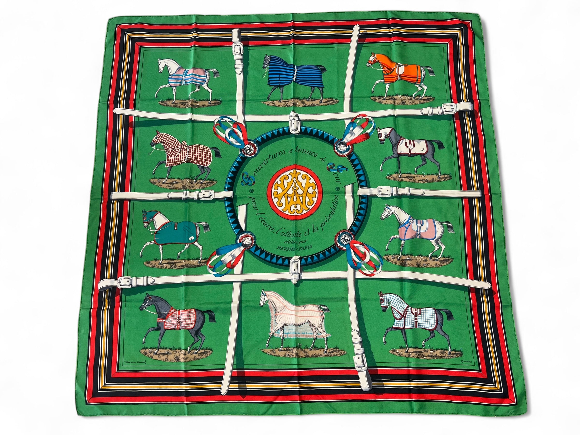 Hermès - Carré 90 « Ouvertures et tenues pour l’écurie
