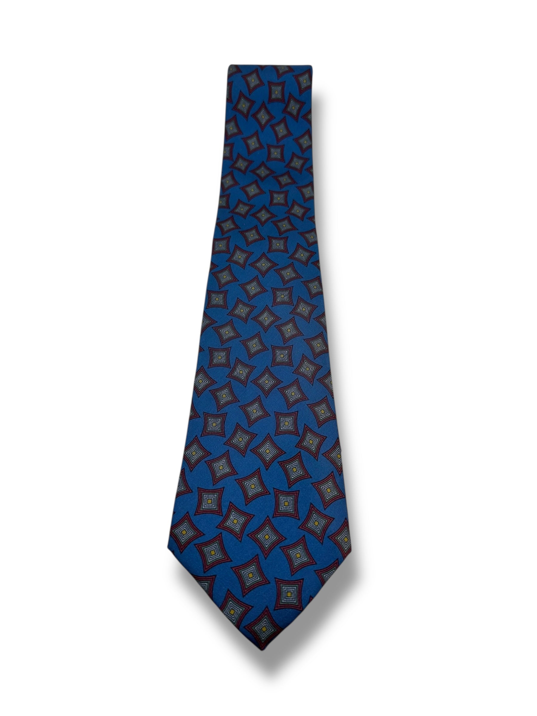 Chanel - Cravate bleue à motif carré