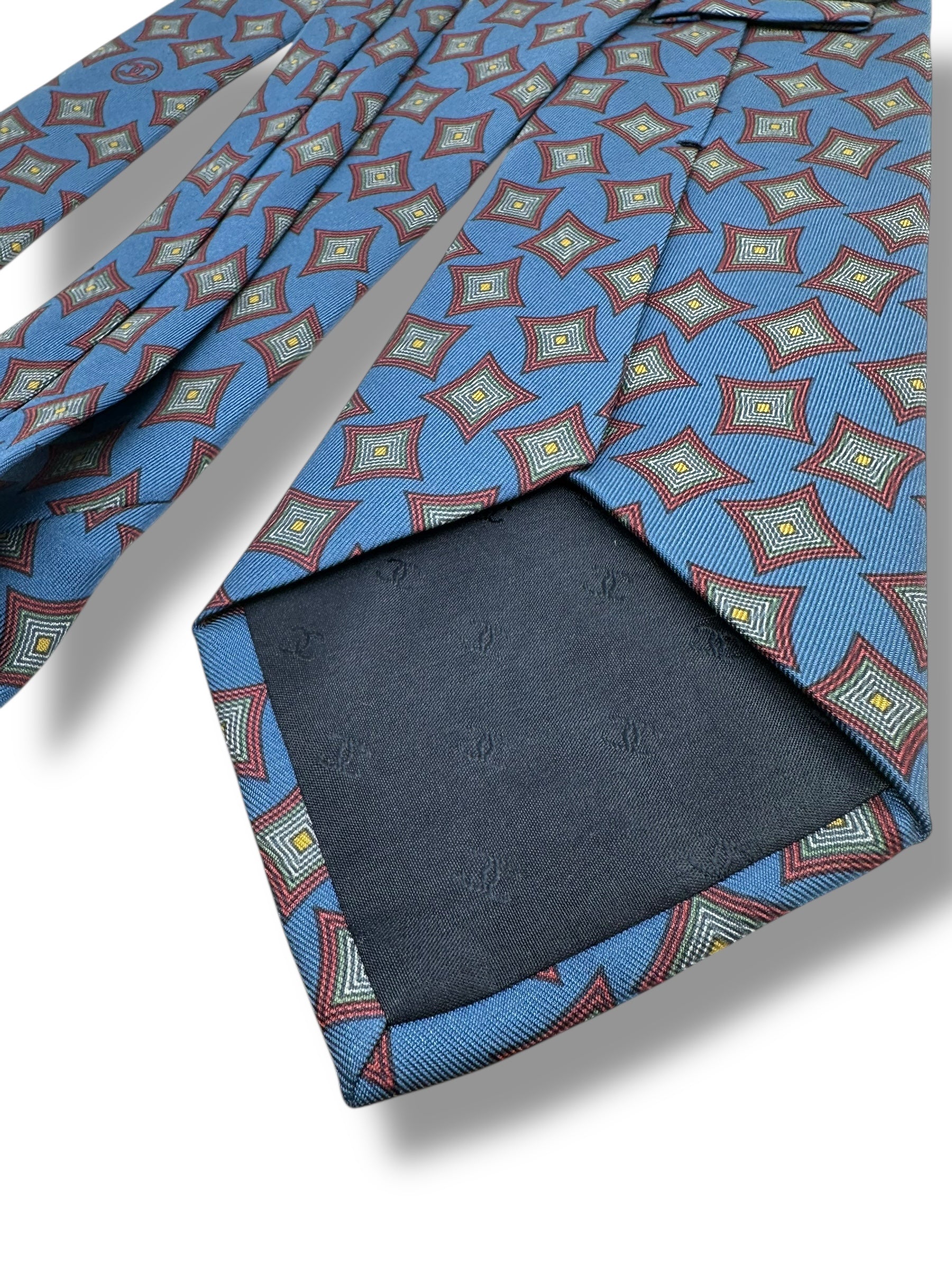 Chanel - Cravate bleue à motif carré