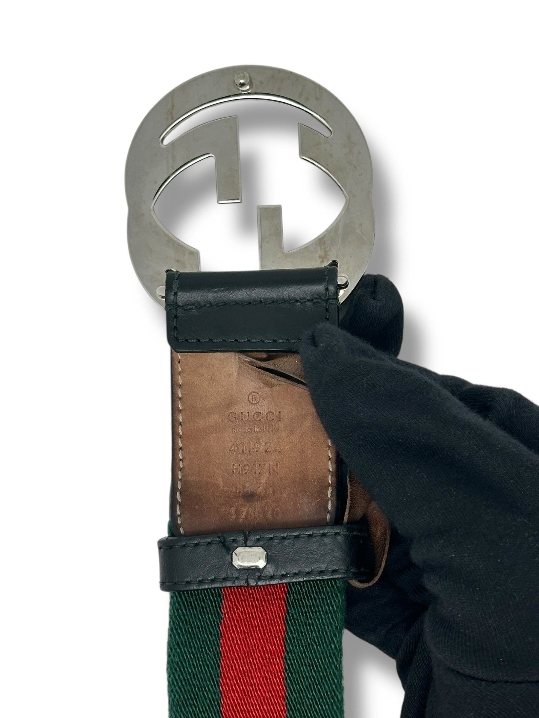 Gucci - Ceinture Buckle vert et rouge T85