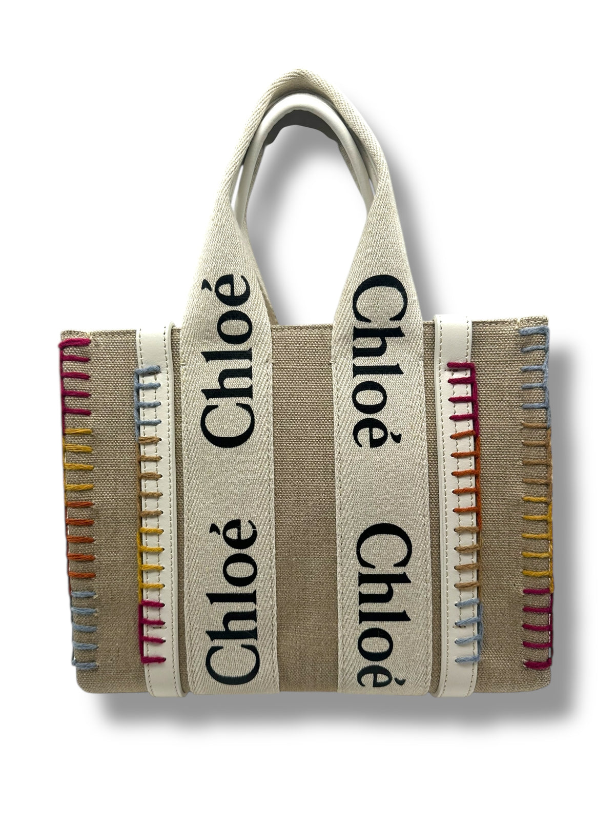 Chloé - Borsa Woody in tela beige