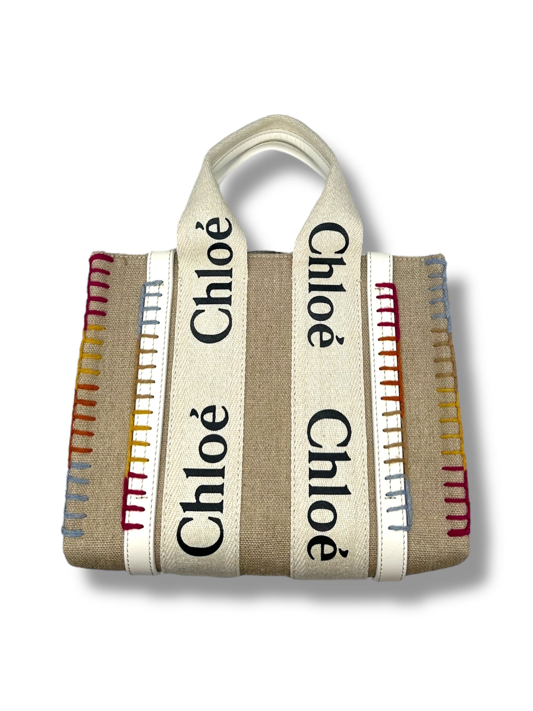 Chloé - Sac Woody en toile beige