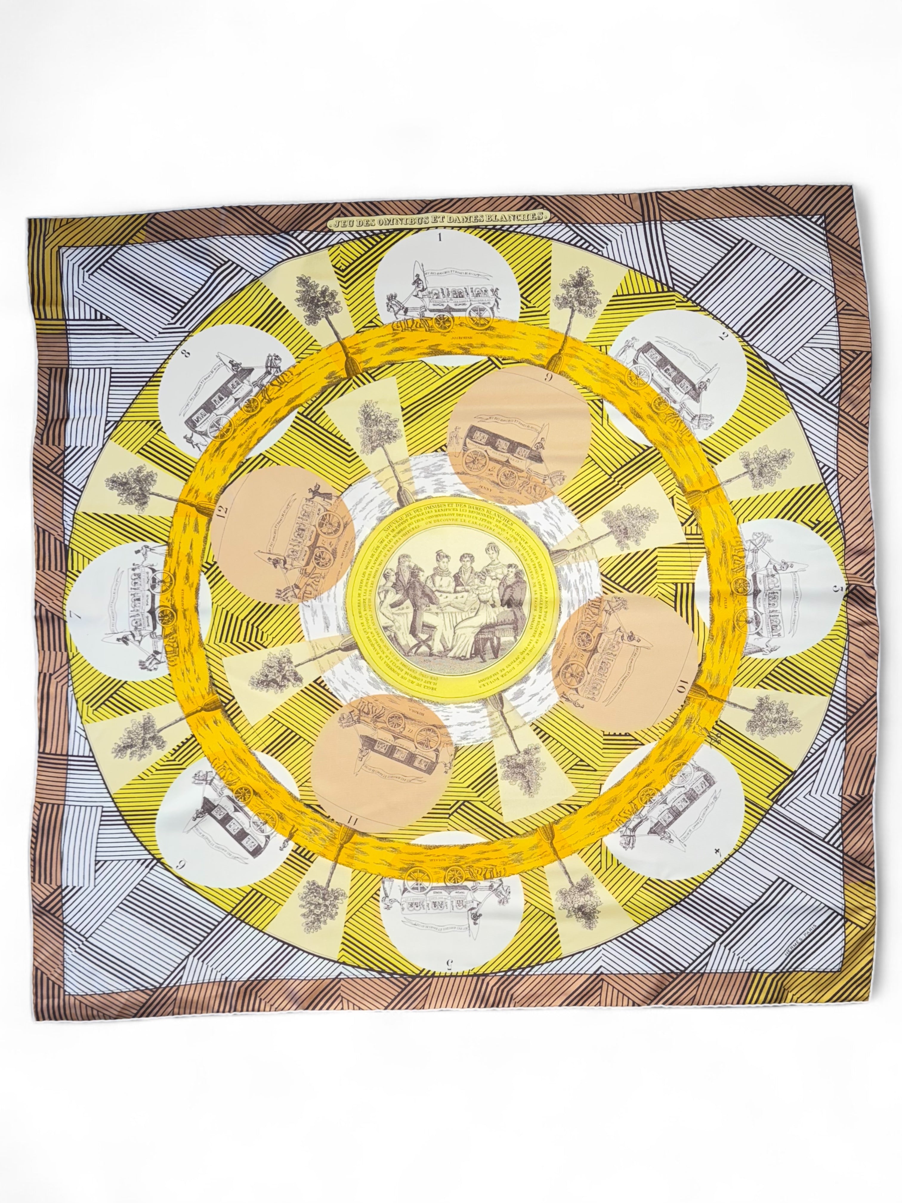 Hermès - Carré 90 « Jeu des Omnibus et dames blanches »