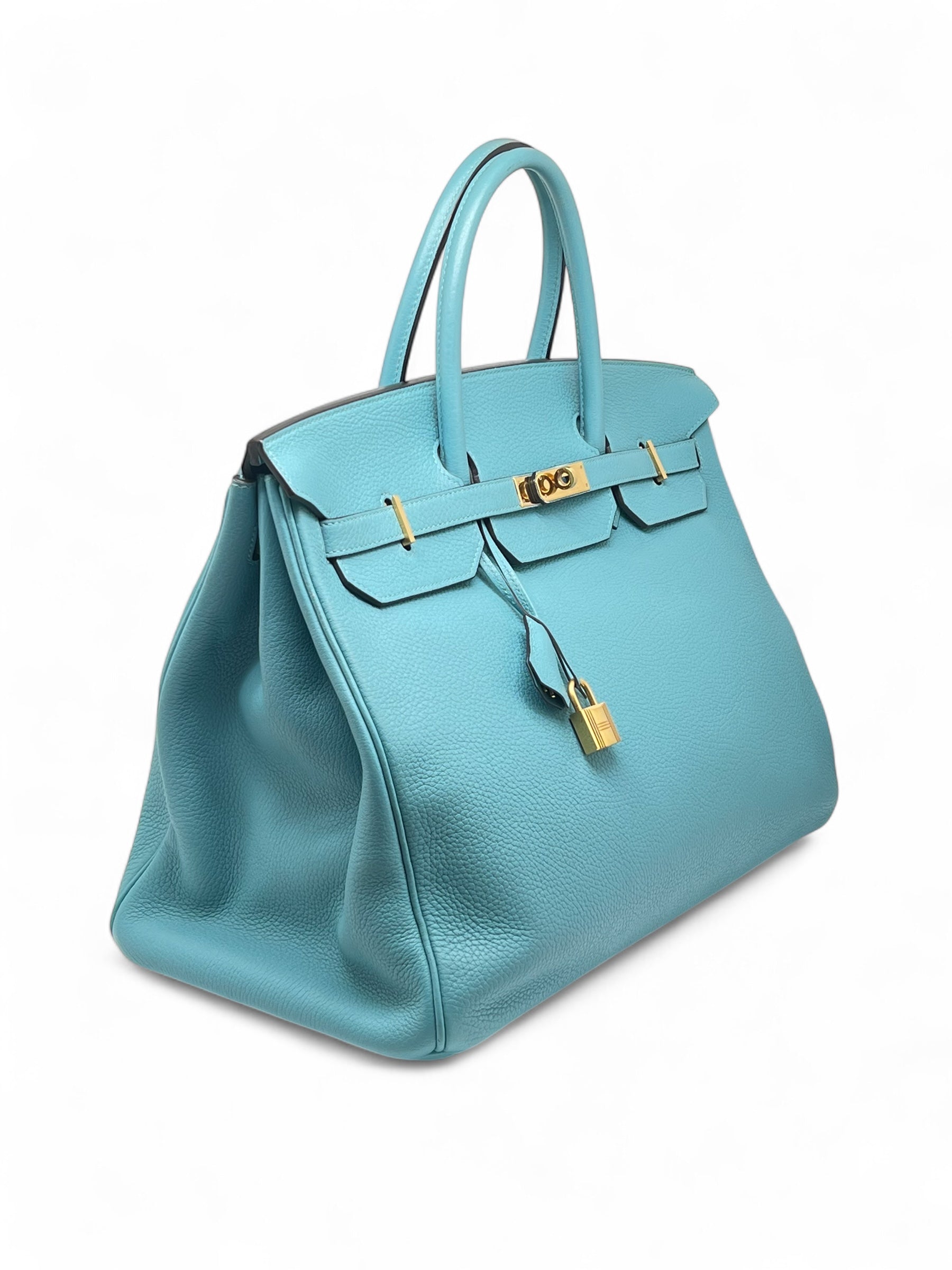 Hermès - Sac Birkin 40 Bleu Atoll cuir Taurillon Clémence