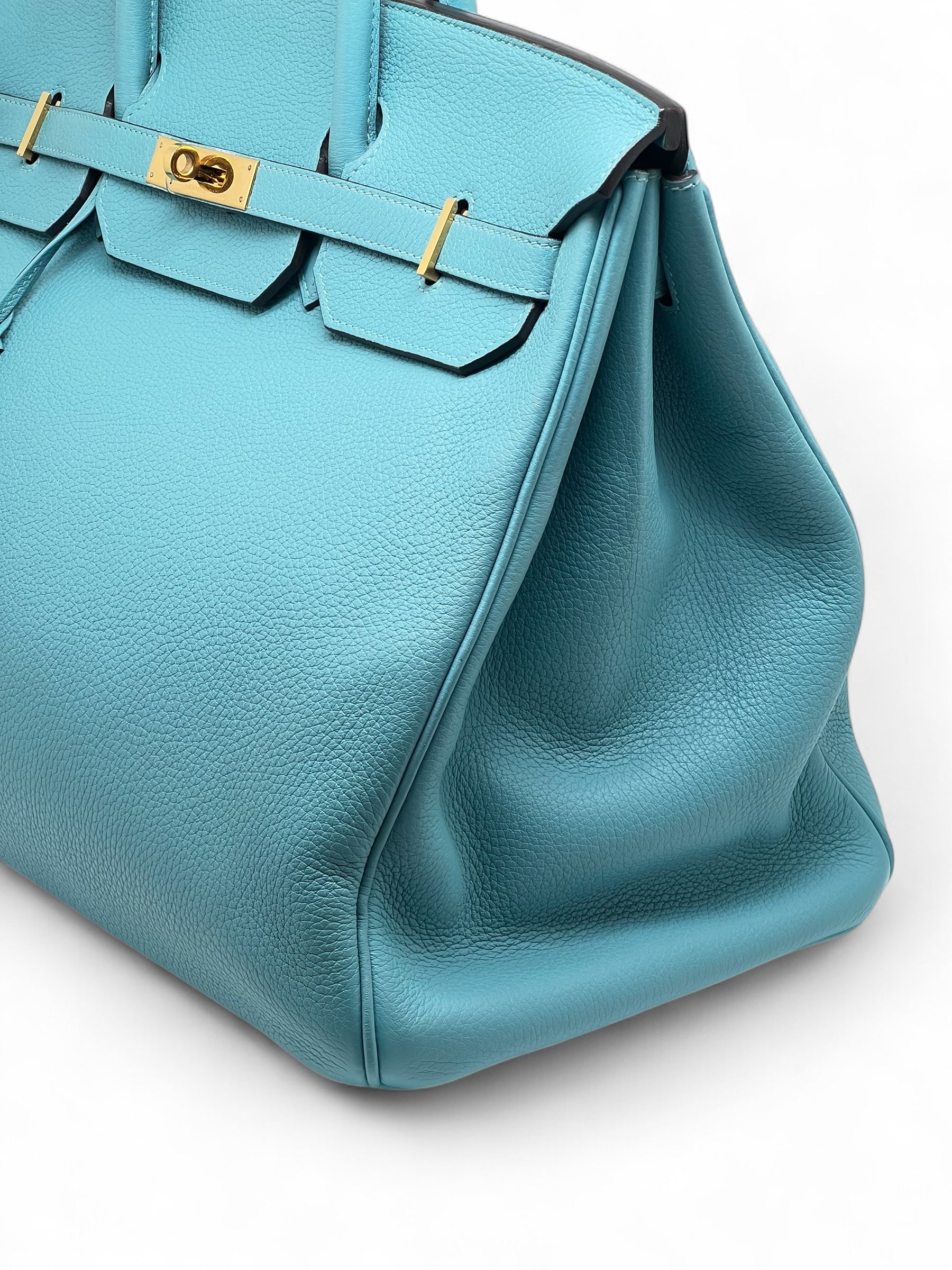 Hermès - Sac Birkin 40 Bleu Atoll cuir Taurillon Clémence