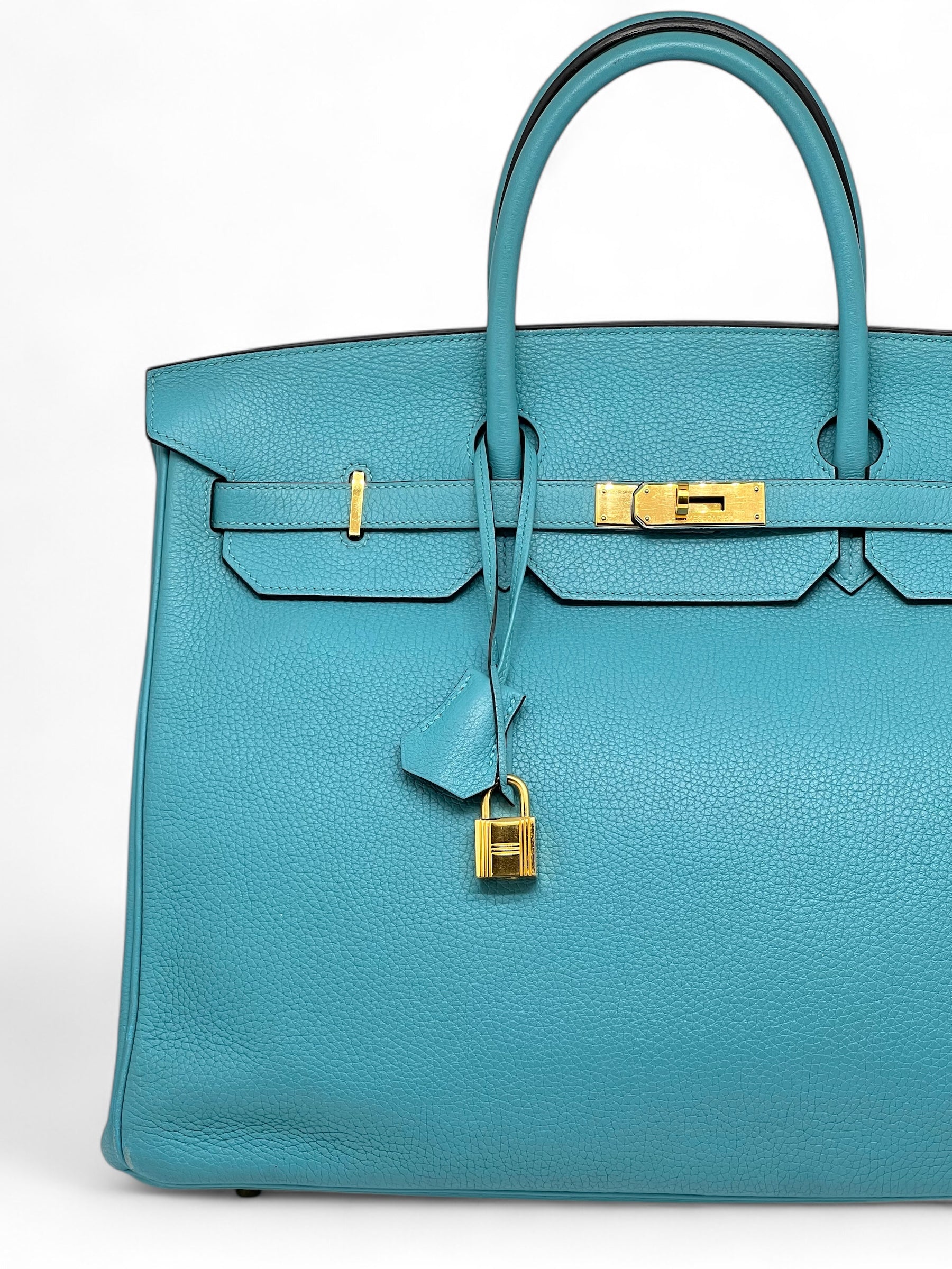 Hermès - Birkin Tasche 40 Bleu Atoll Taurillon Clémence Leder