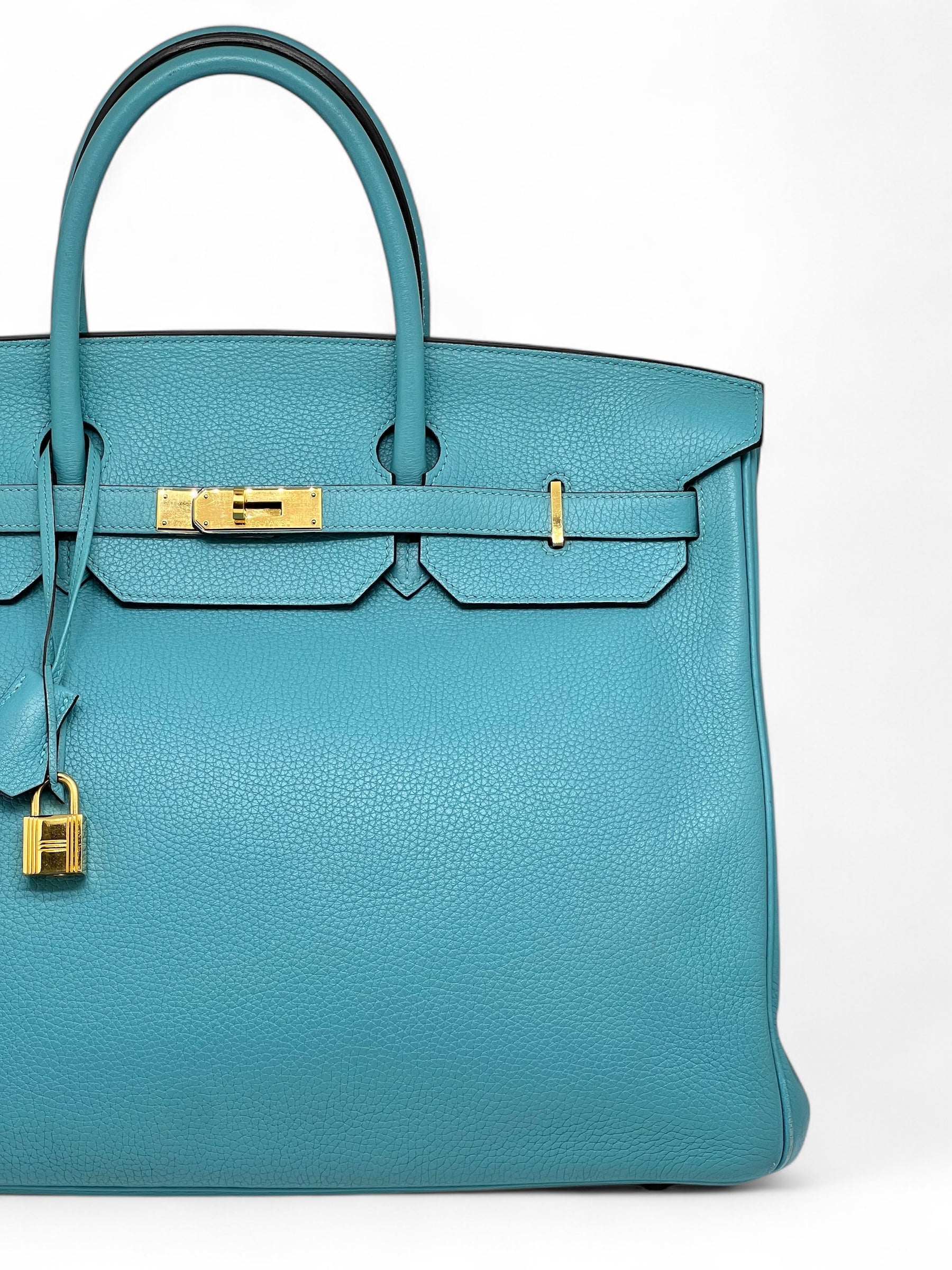 Hermès - Birkin Tasche 40 Bleu Atoll Taurillon Clémence Leder