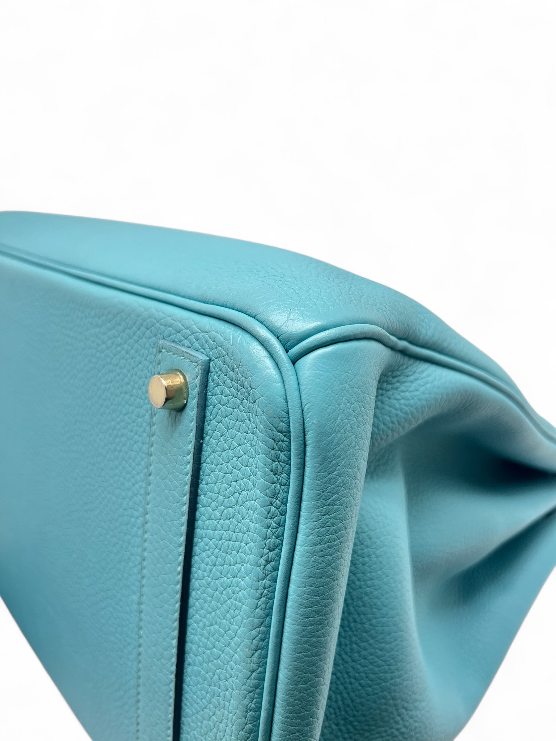 Hermès - Sac Birkin 40 Bleu Atoll cuir Taurillon Clémence