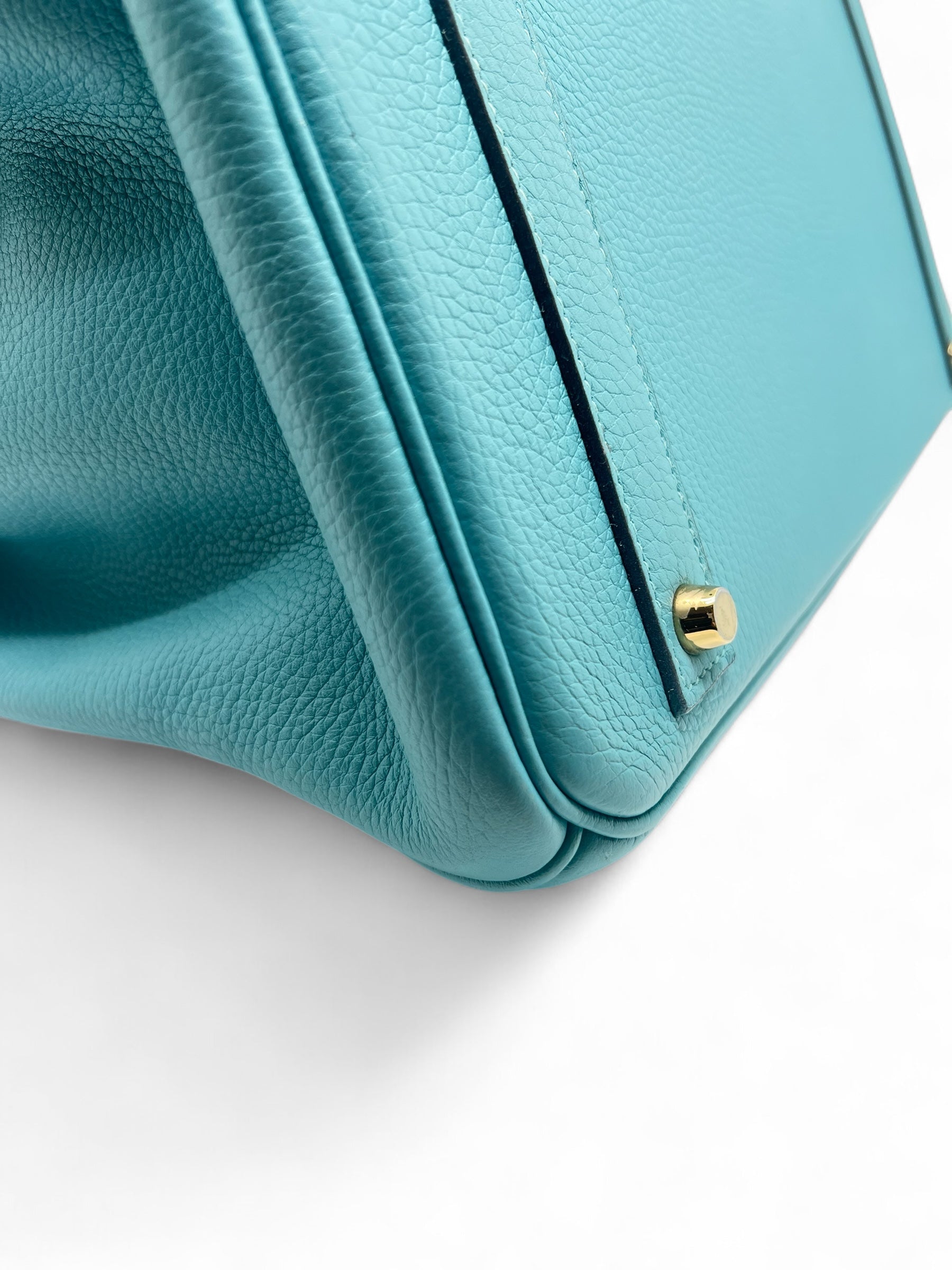 Hermès - Sac Birkin 40 Bleu Atoll cuir Taurillon Clémence