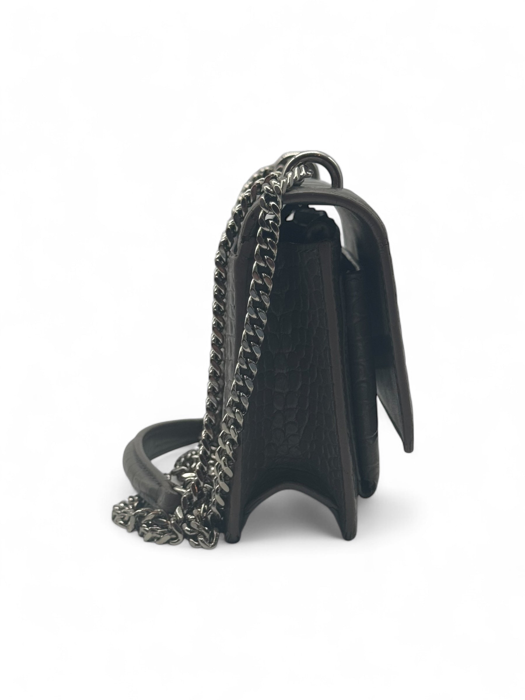 Saint Laurent - Mini-Tasche Sunset Krokodillederoptik Taupe