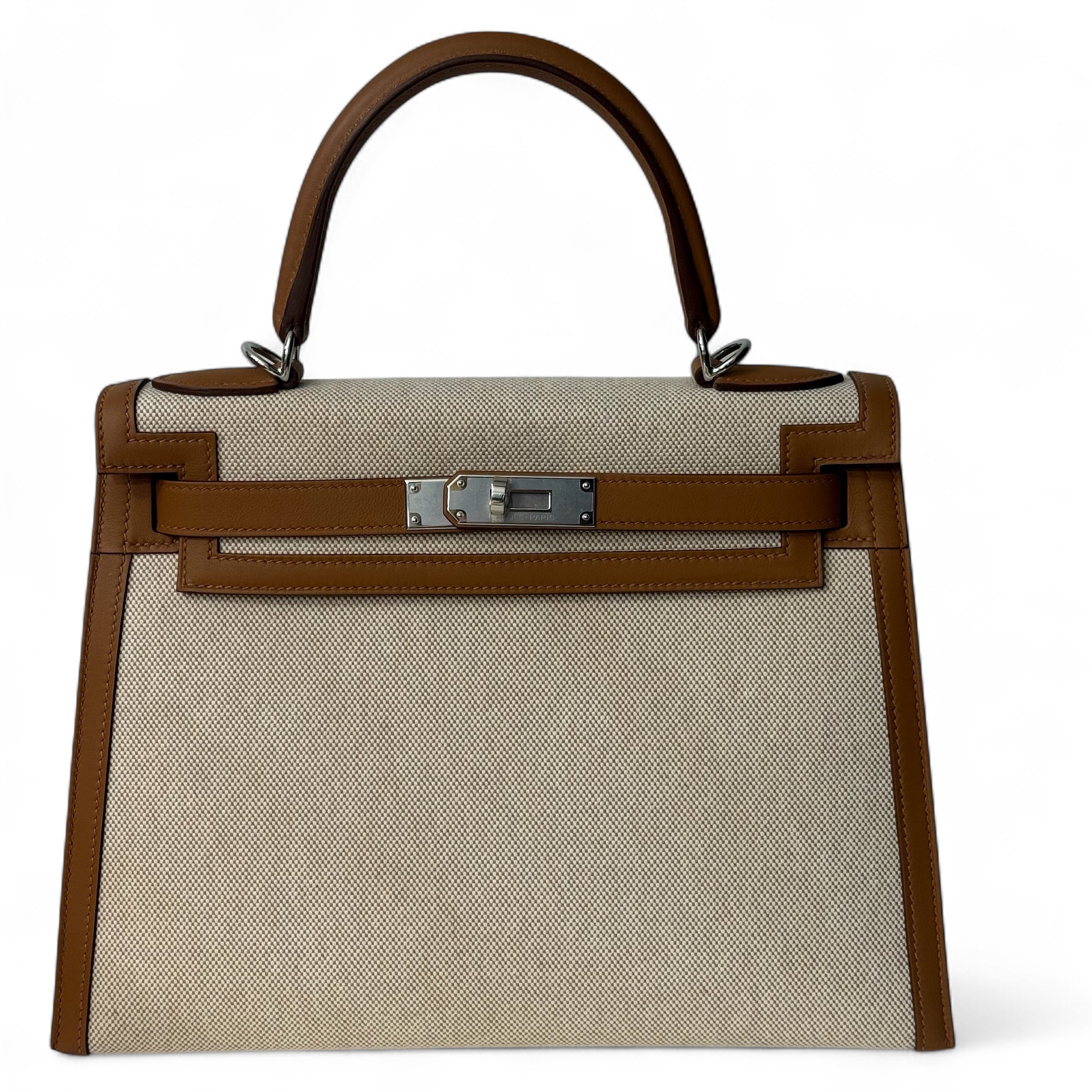 Hermès - Kelly-Tasche 28 aus Leder und Segeltuch