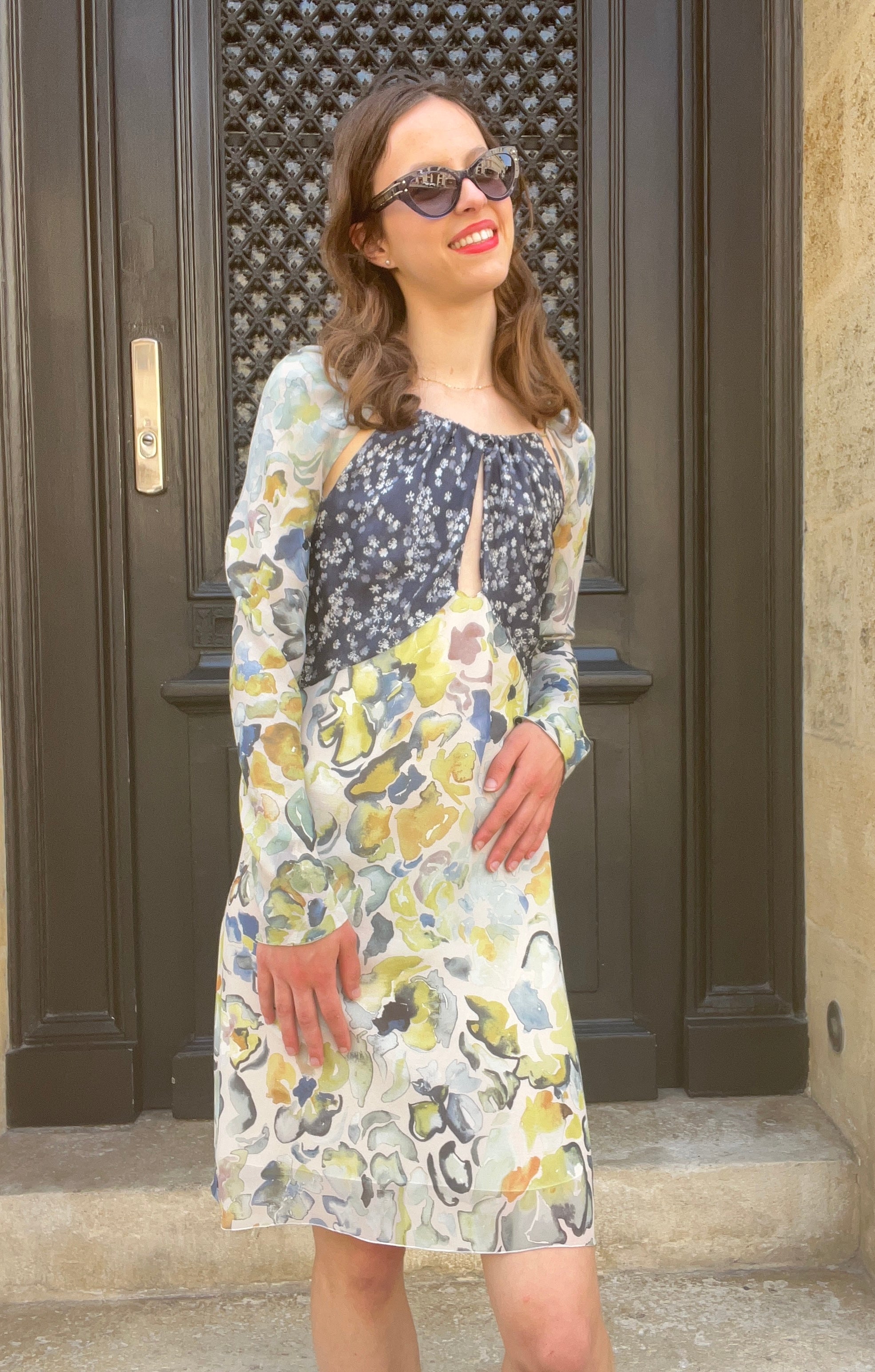 Chloé - Robe fleuri bleue et verte T36