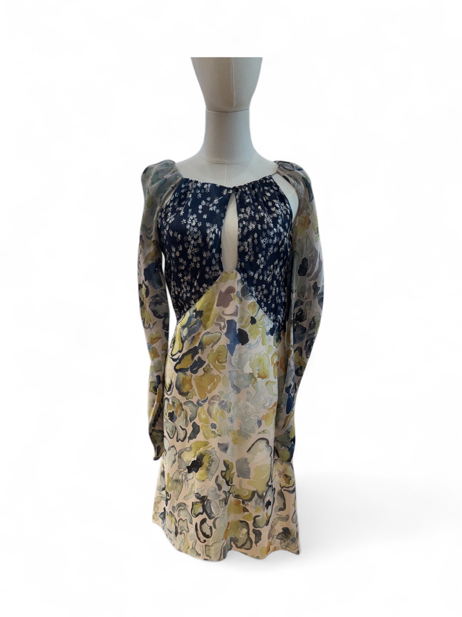 Chloé - Robe fleuri bleue et verte T36