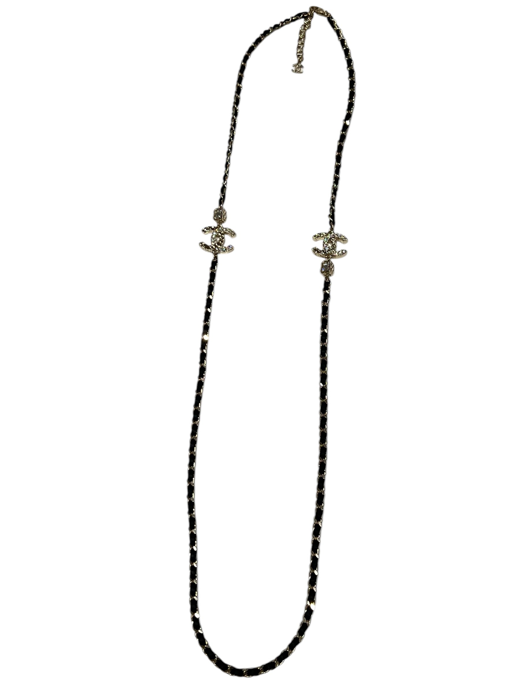 Chanel sautoir chaîne entrelacée de cuir