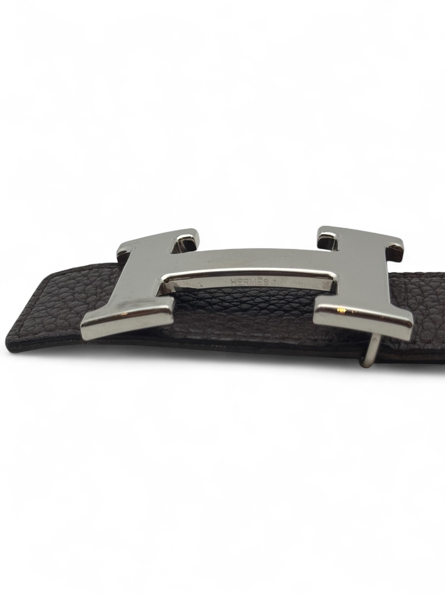 Hermès - Ceinture réversible noir / ébène T85