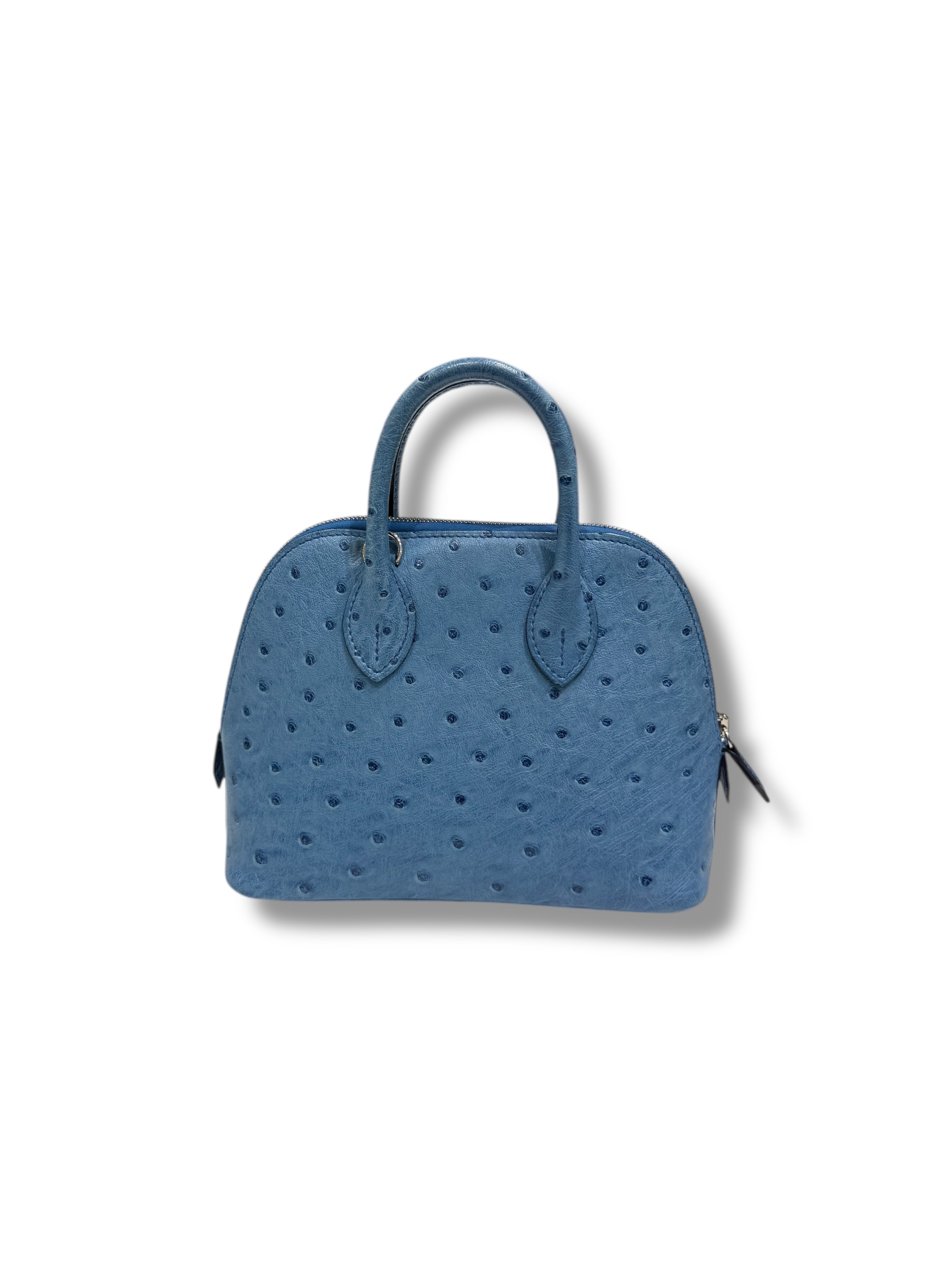 Hermès - Sac mini Bolide 20 Bleu Aizome Autruche