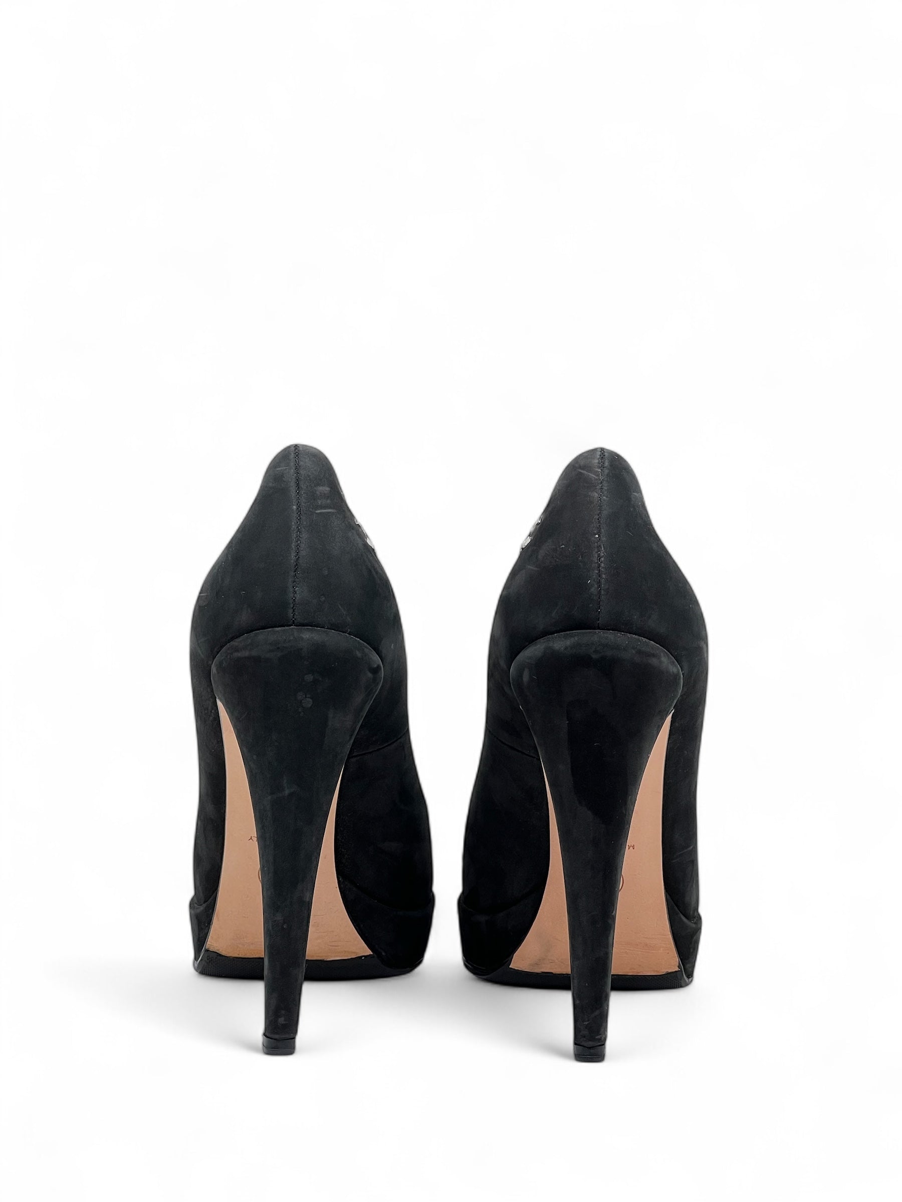 Chanel - Escarpins en daim noir T37,5