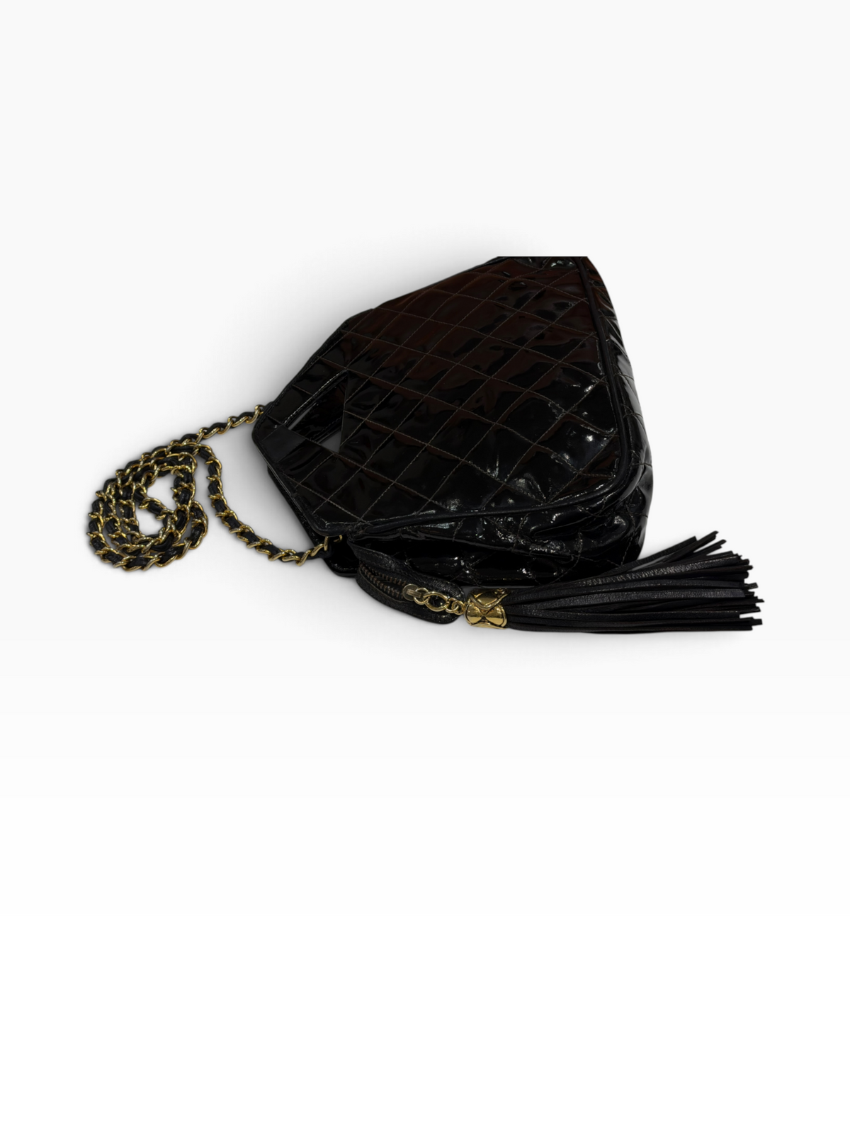 Chanel - sac cuir vernis noir vintage