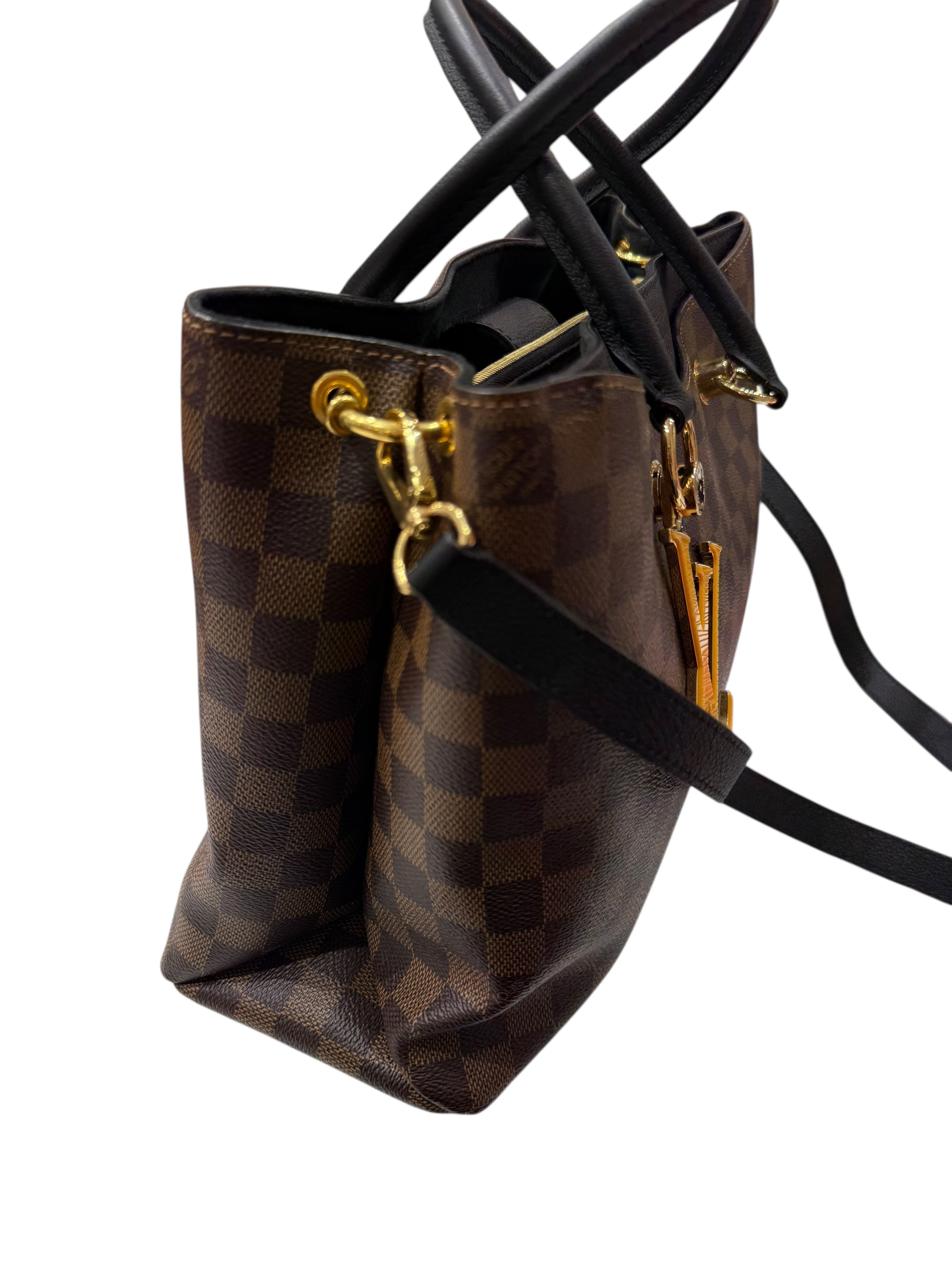 Louis Vuitton - Sac à main et bandoulière Damier Lv Riverside 2 en 1 noir et damier ébène