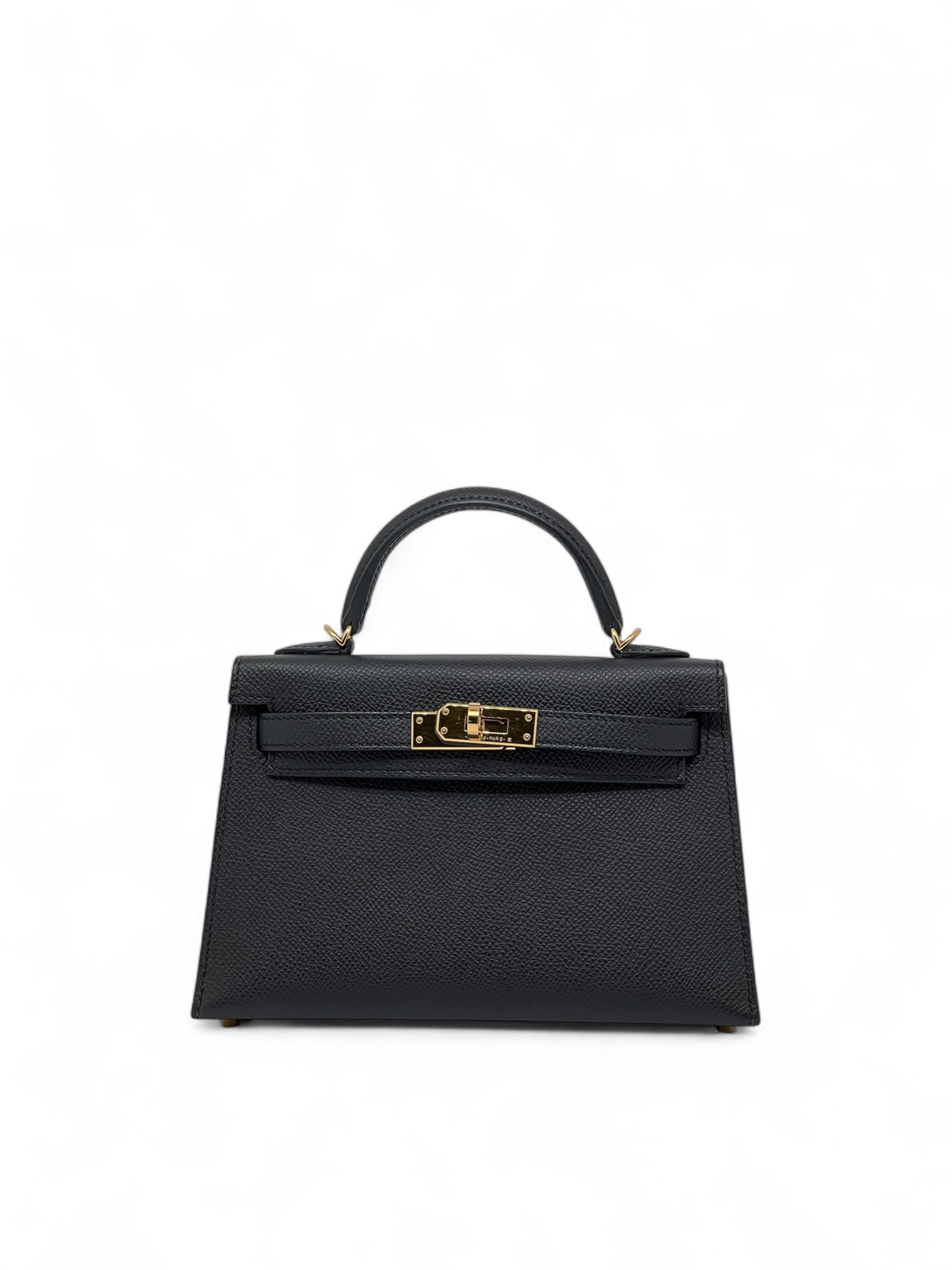Hermès - Sac Mini Kelly Noir cuir Epsom