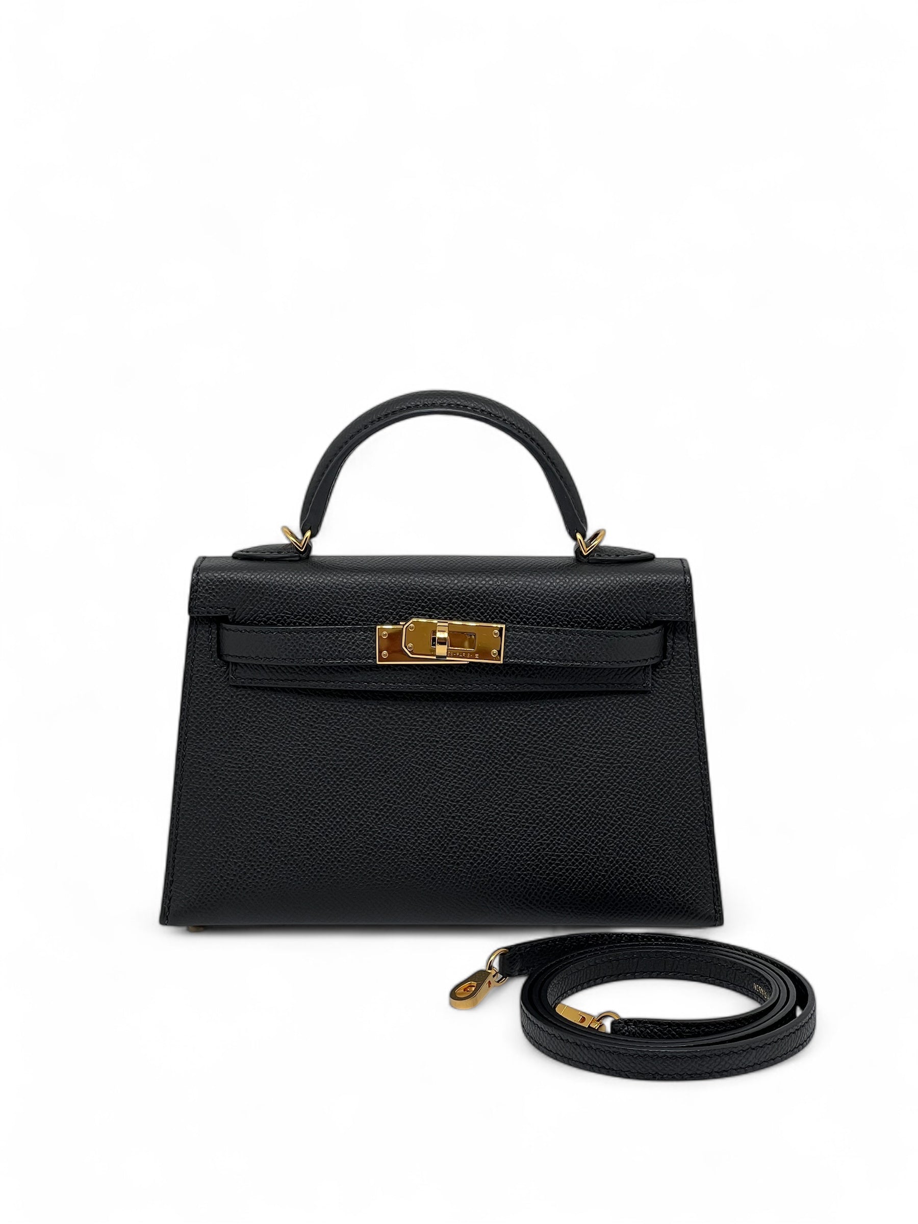 Hermès - Sac Mini Kelly Noir cuir Epsom