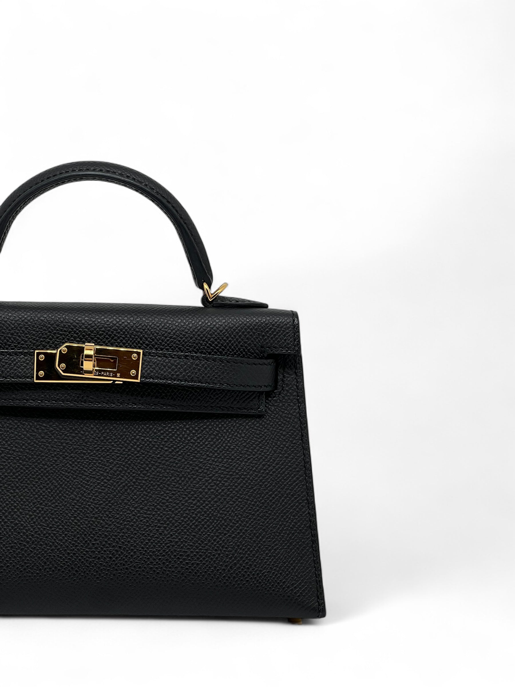 Hermès - Sac Mini Kelly Noir cuir Epsom