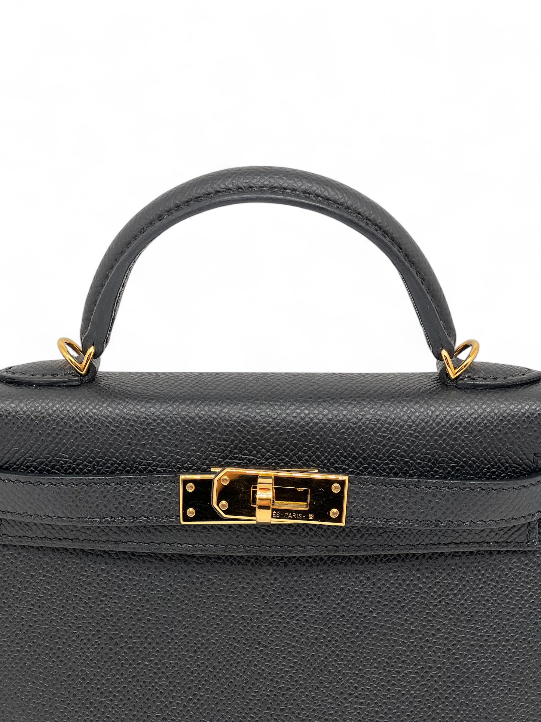 Hermès - Sac Mini Kelly Noir cuir Epsom