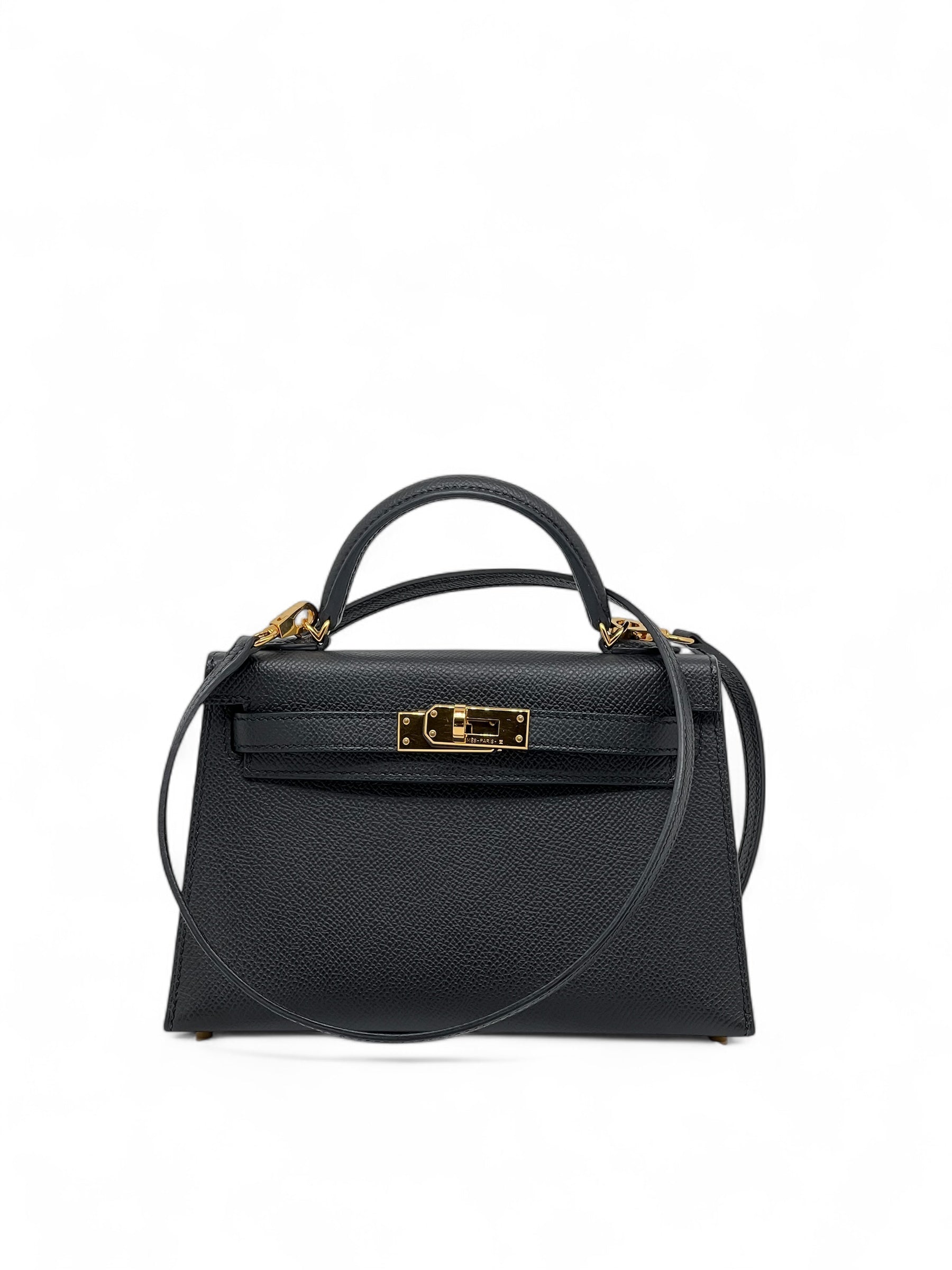 Hermès - Sac Mini Kelly Noir cuir Epsom