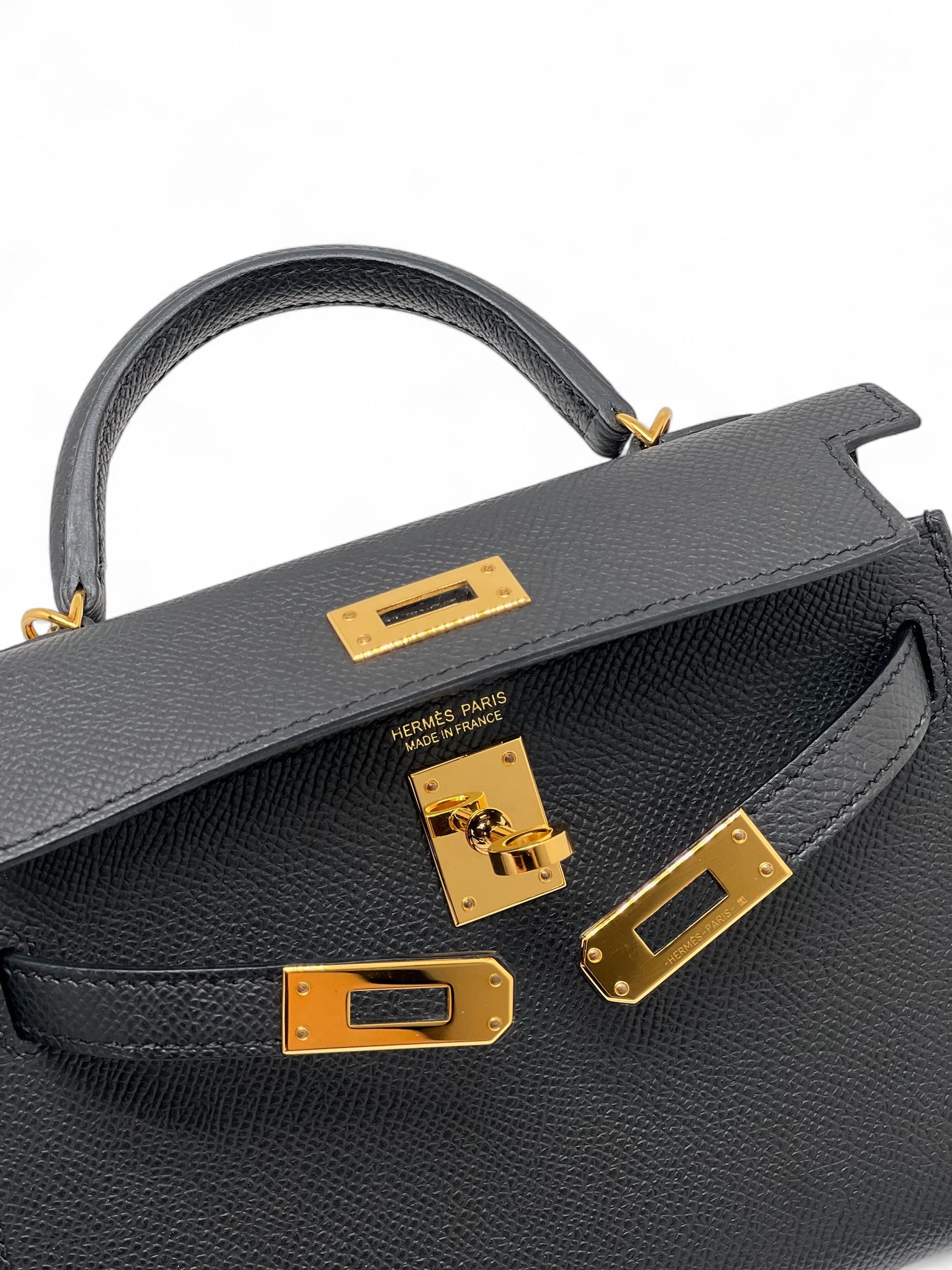 Hermès - Sac Mini Kelly Noir cuir Epsom