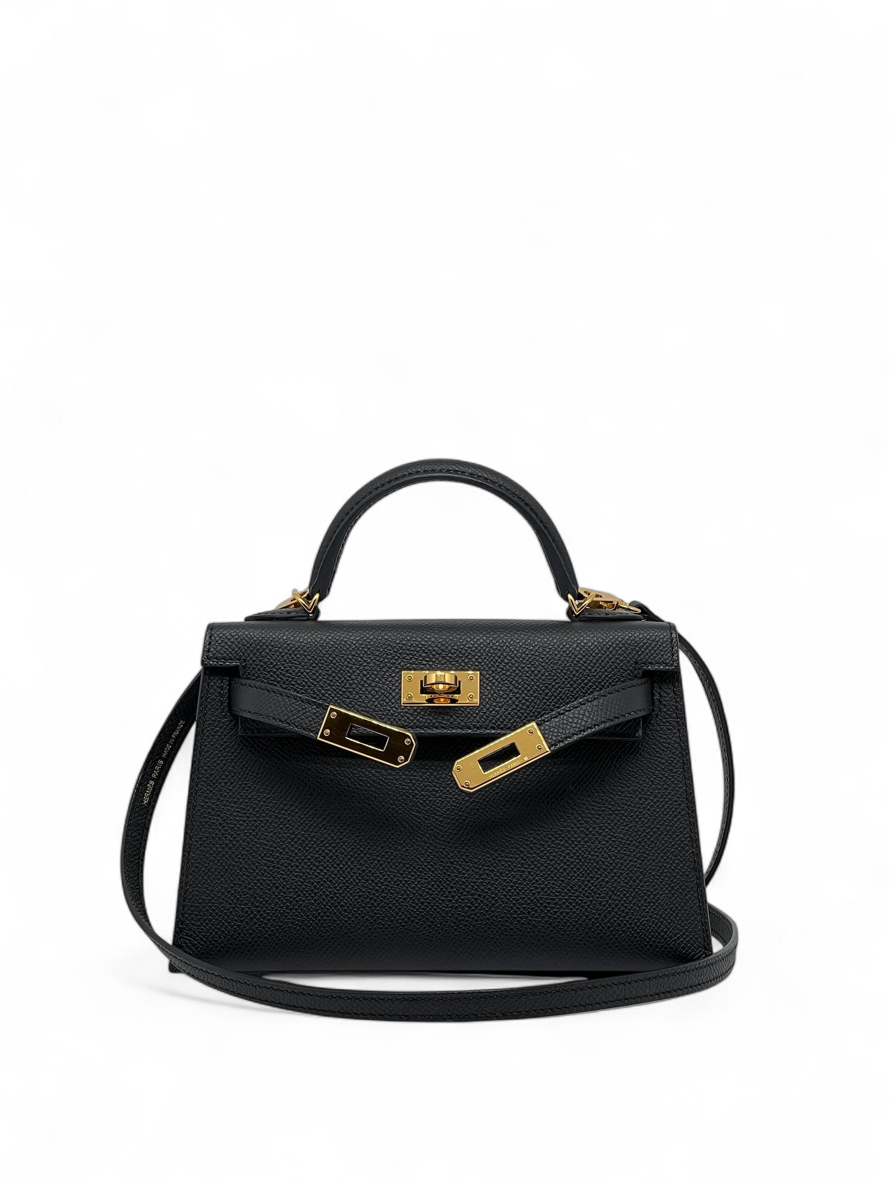 Hermès - Sac Mini Kelly Noir cuir Epsom