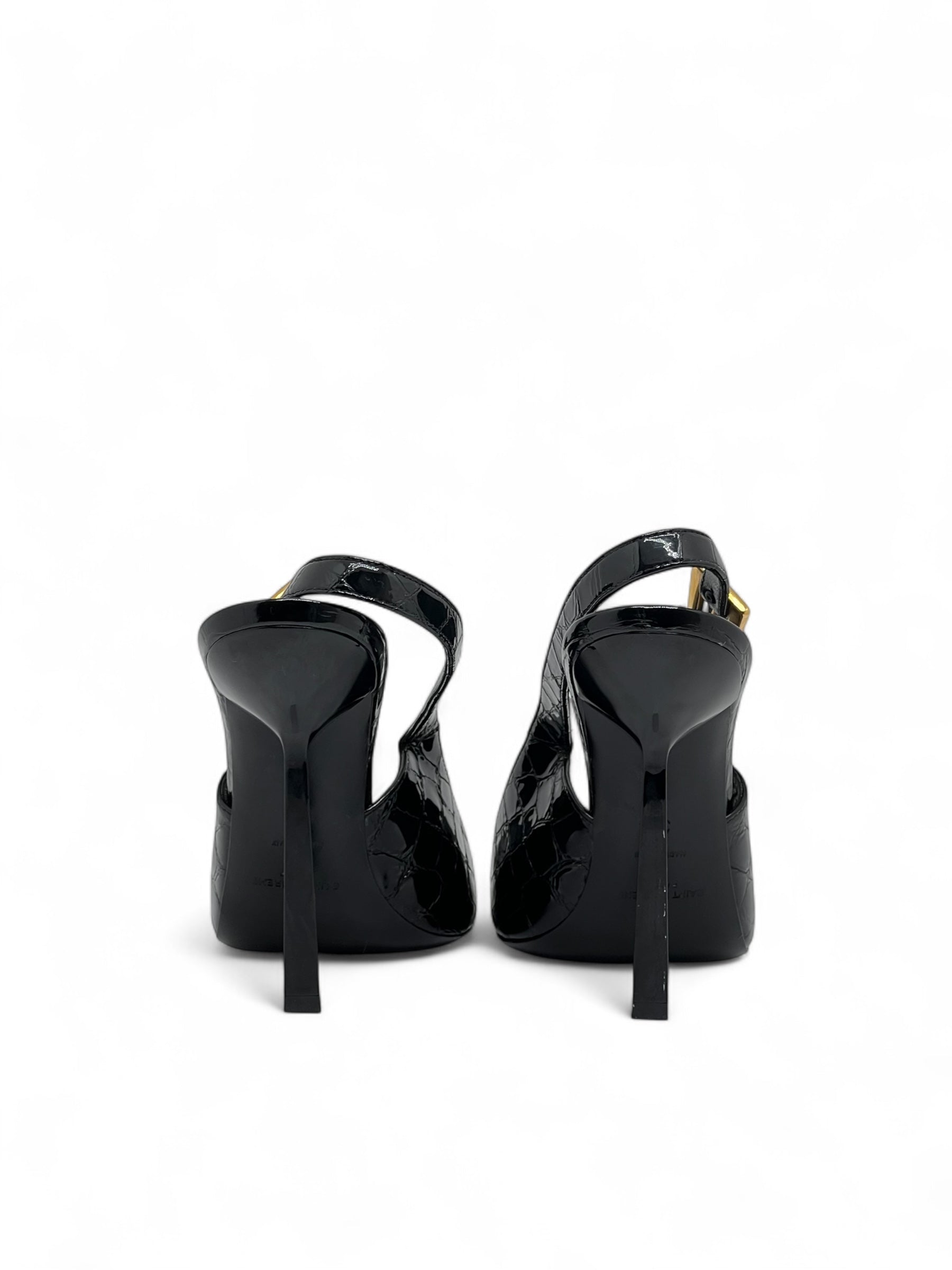 Saint Laurent - Lee Slingbacks en cuir embossé crocodile T39