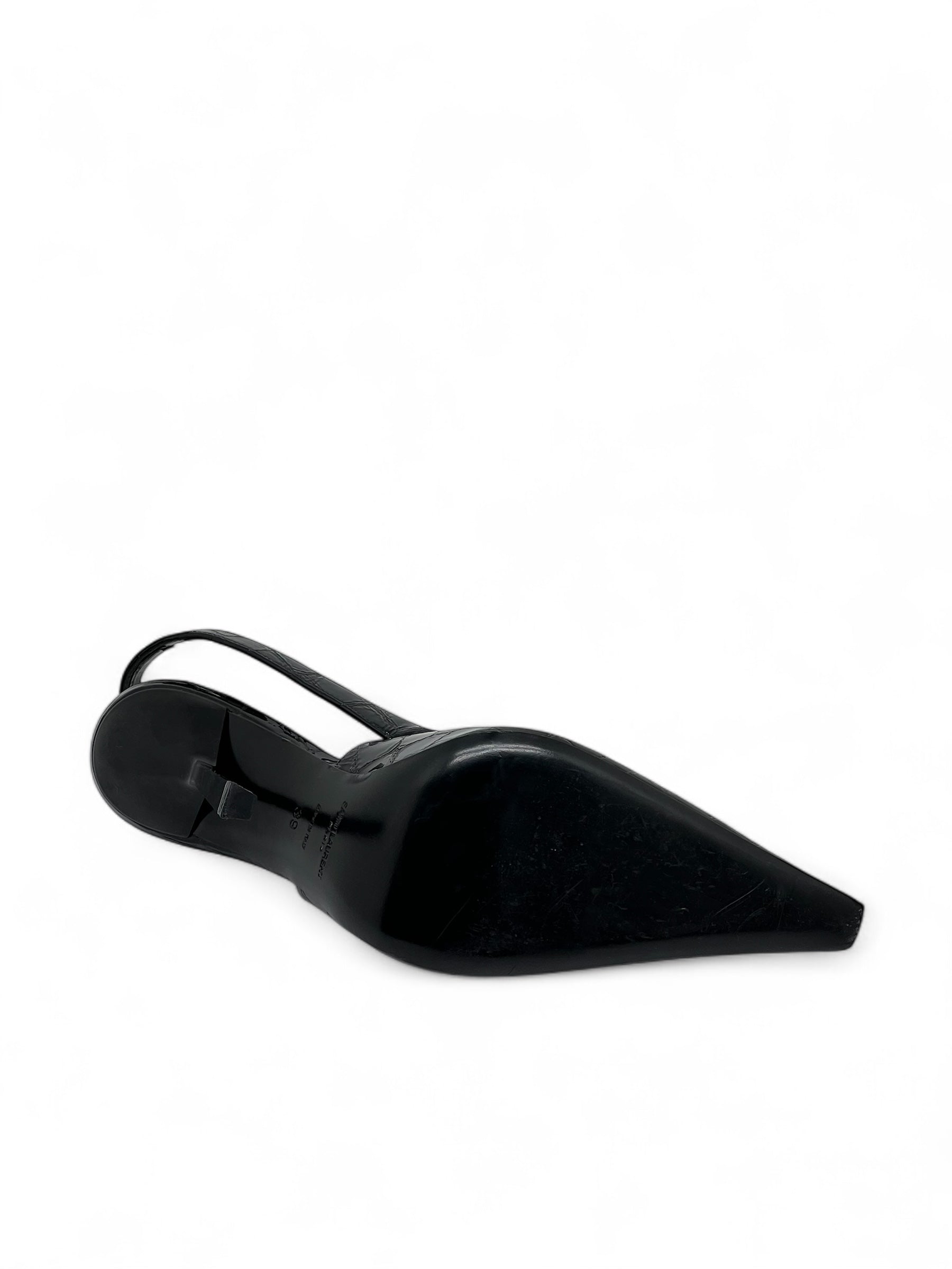 Saint Laurent - Lee Slingbacks en cuir embossé crocodile T39
