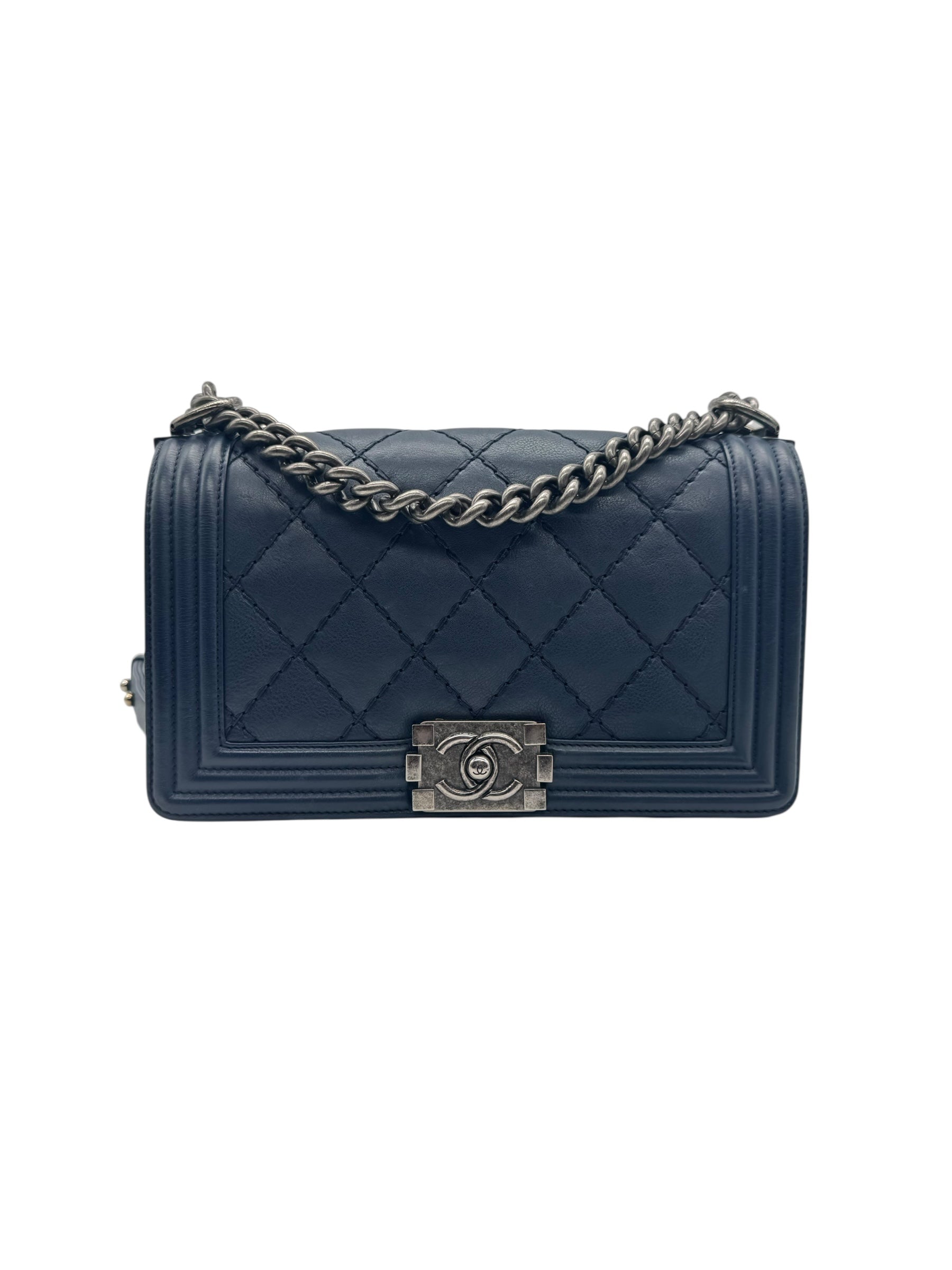 Chanel - Sac boy bleu marine