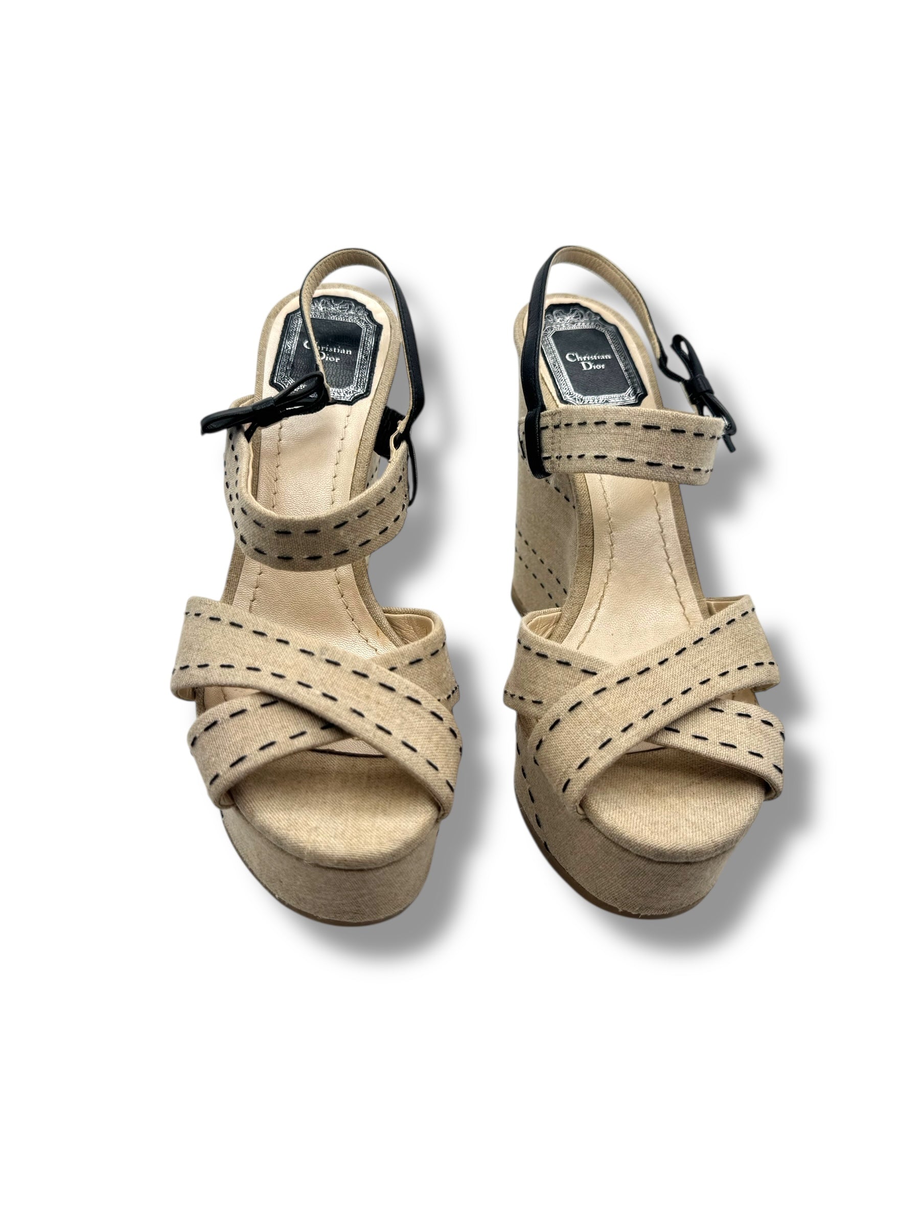 Christian Dior - Keilabsatz-Pumps CD aus Segeltuch T38,5