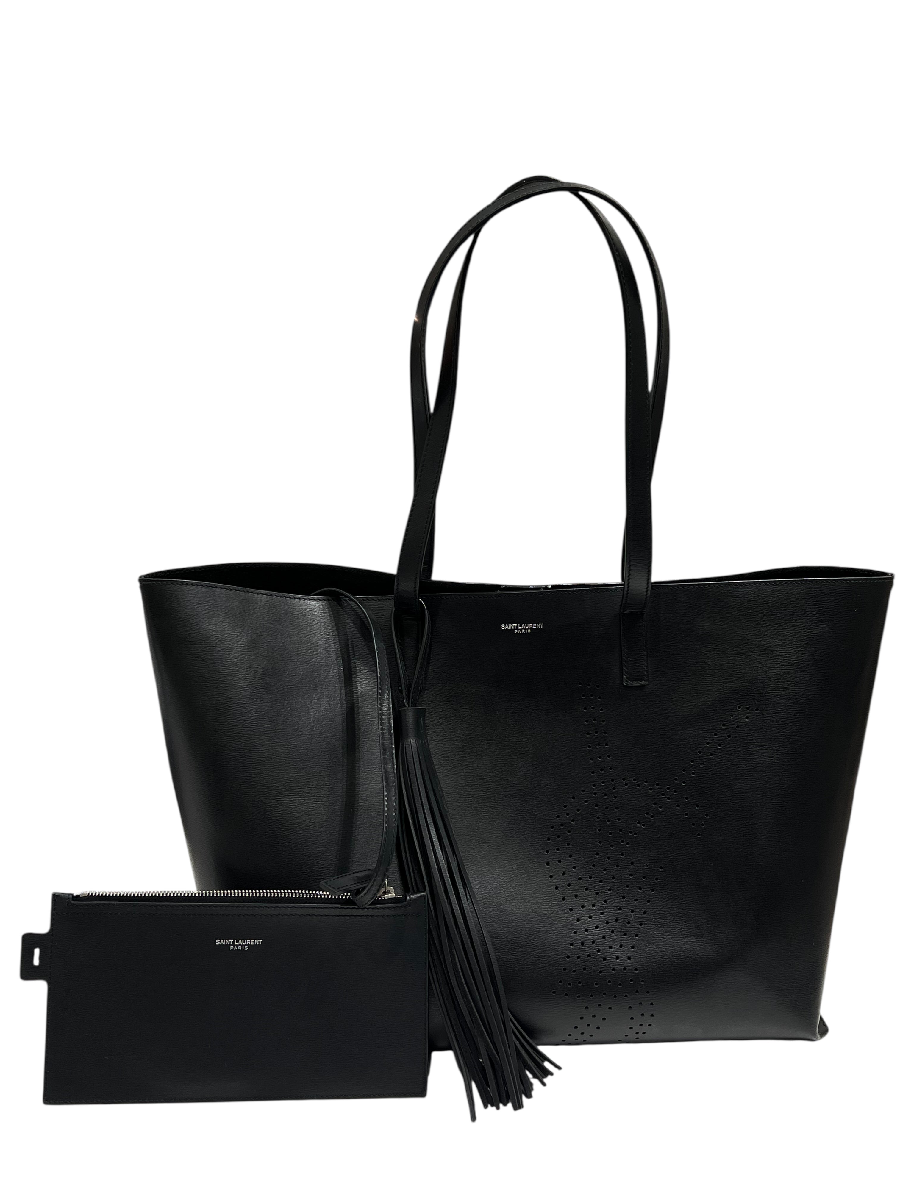 Saint Laurent - sac cabas cuir noir Y