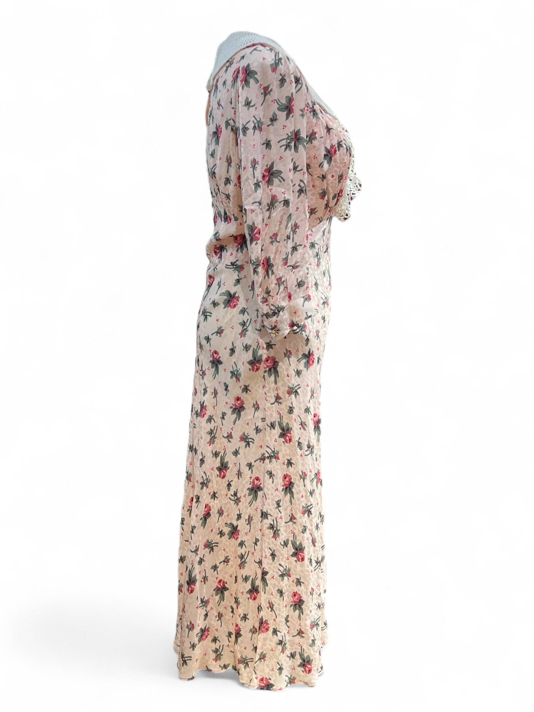 Miu Miu - Robe rose a fleur et brodée T40It / T3