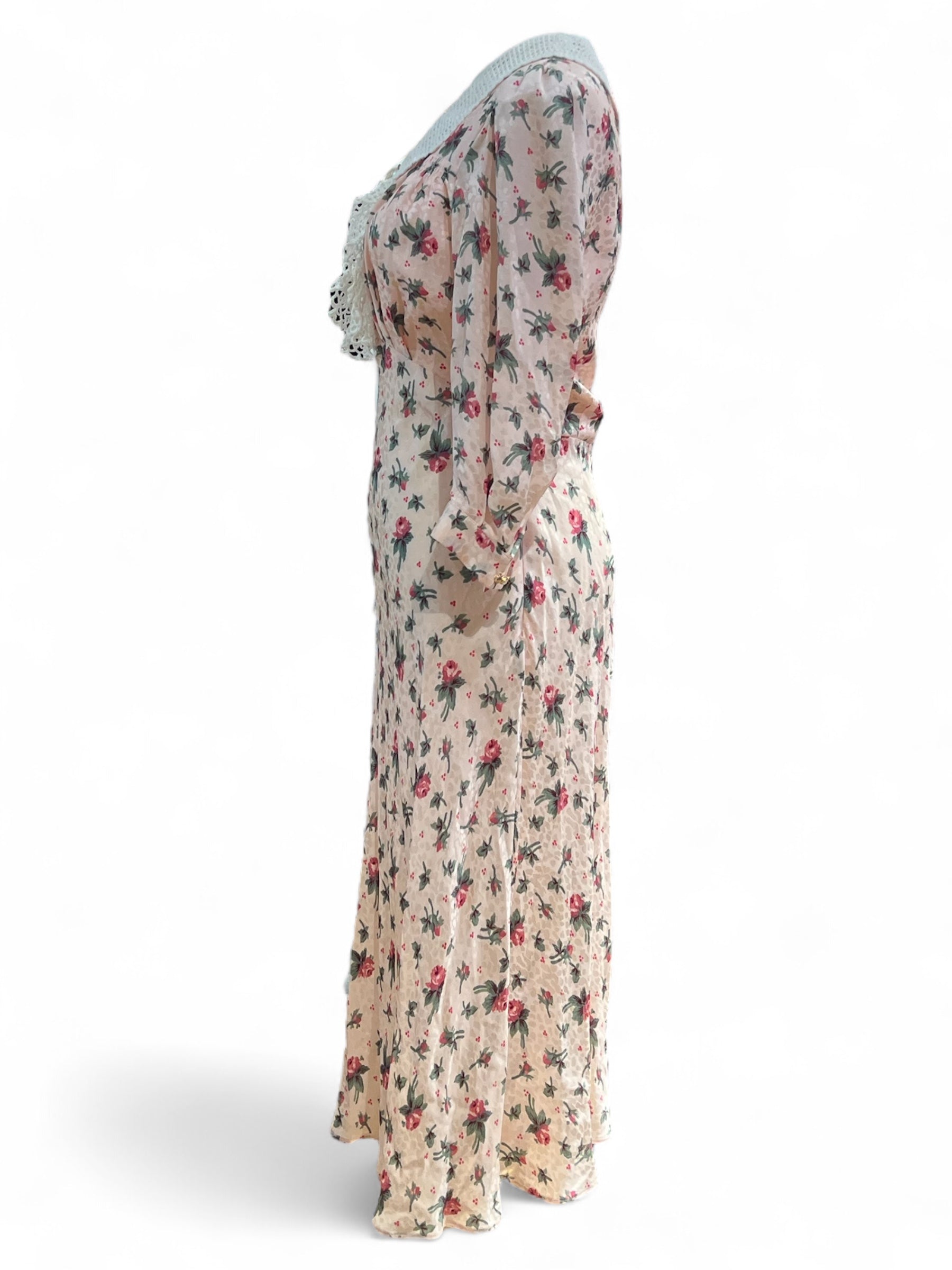 Miu Miu - Robe rose a fleur et brodée T40It / T3