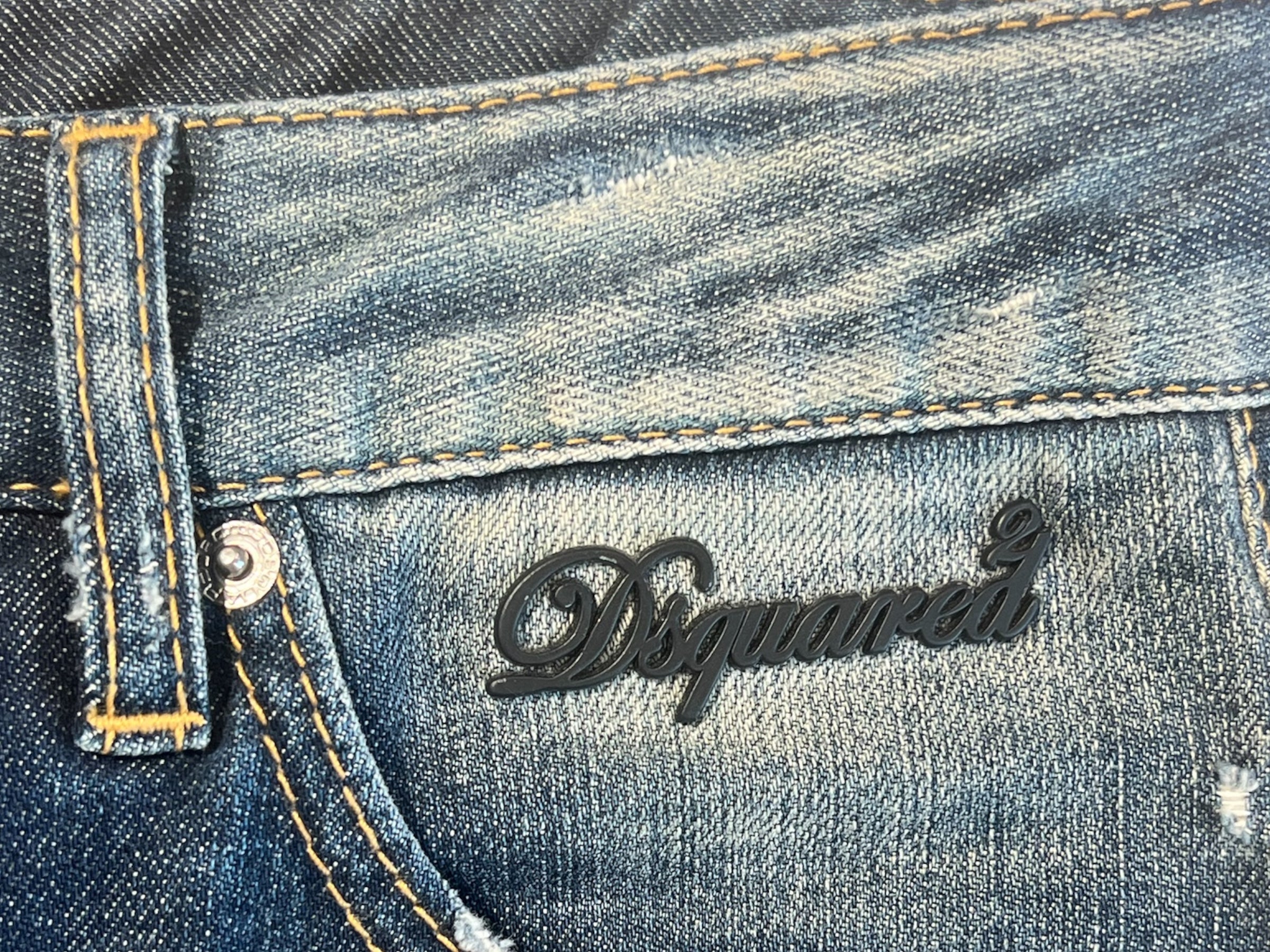 Dsquared - Jean délavé nœud cuir et zip bas T40