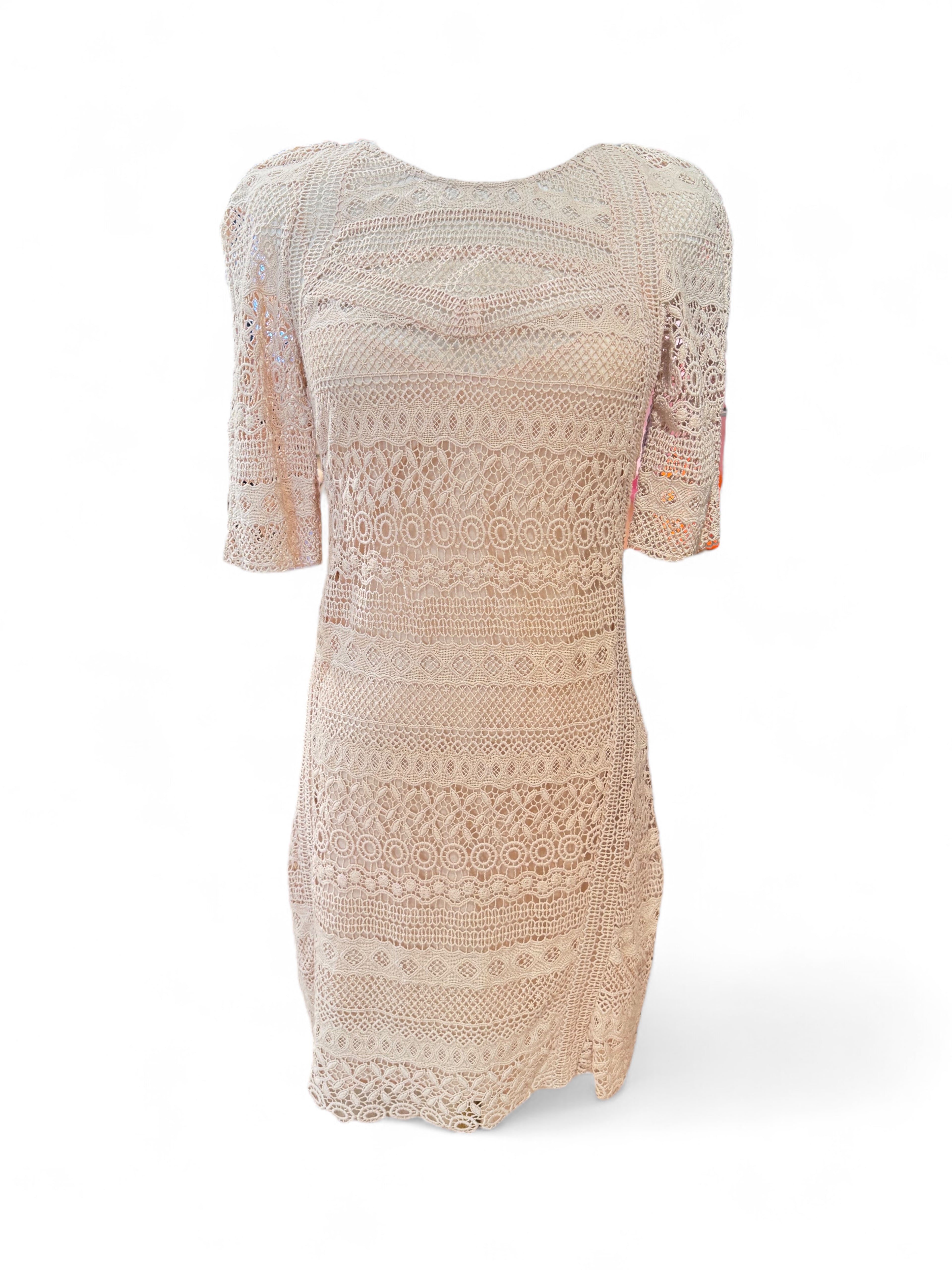 Maje - Robe en dentelle nude T36