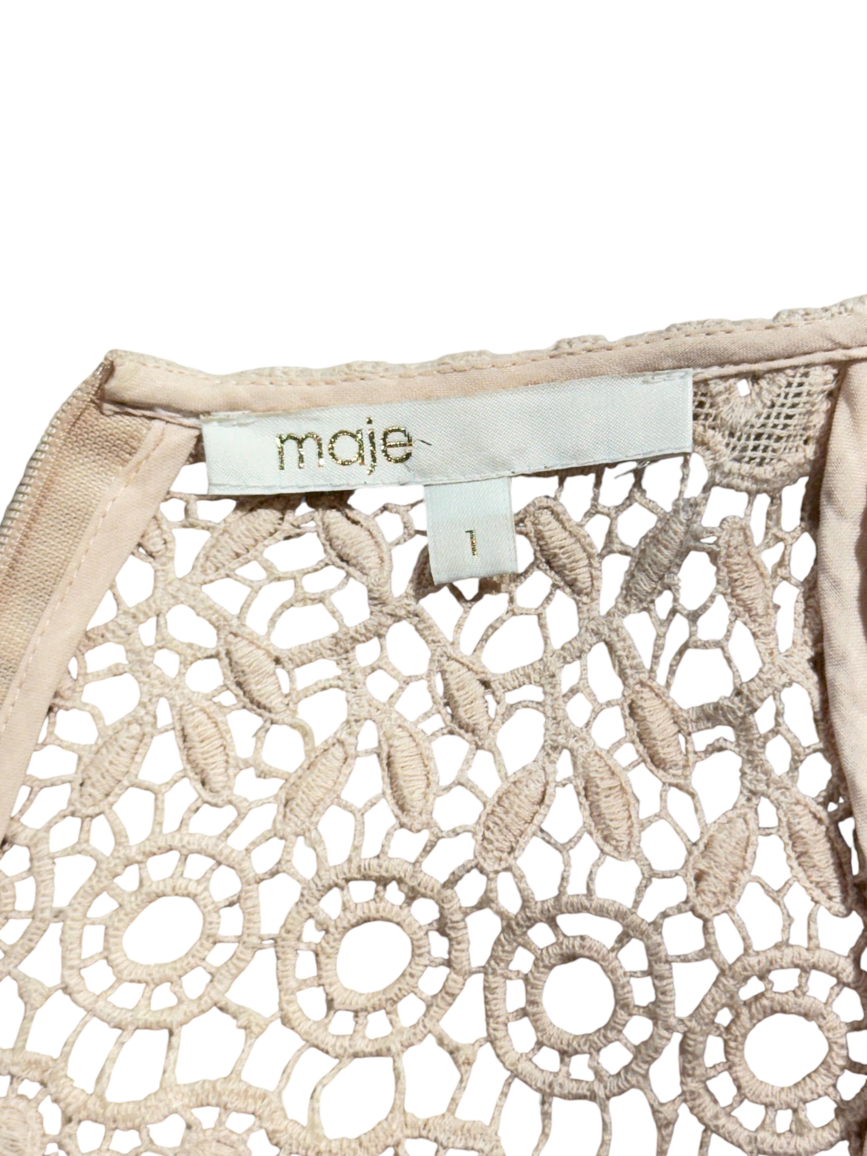 Maje - Robe en dentelle nude T36
