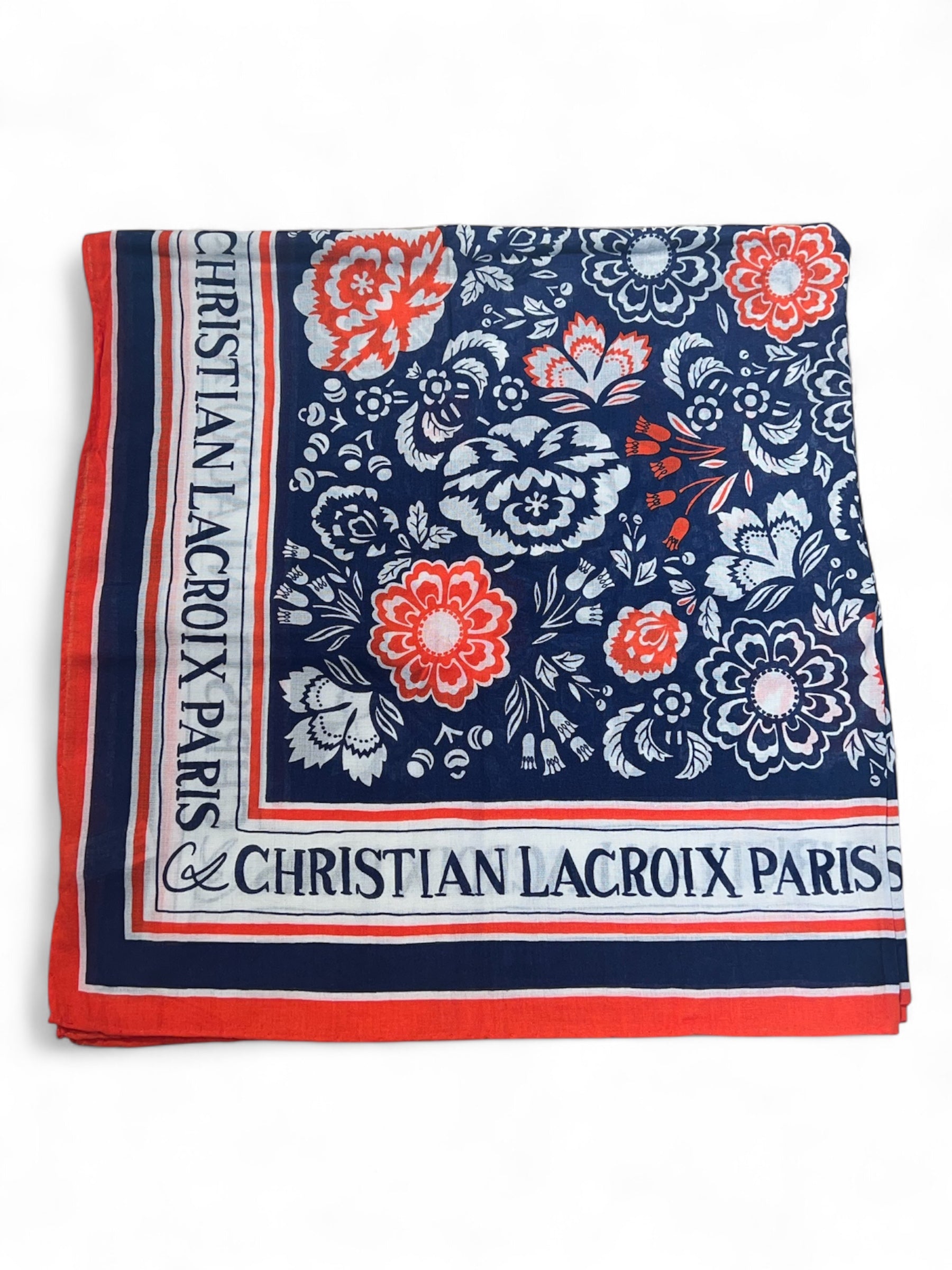 Christian LACROIX - Blau-rotes Tuch 100 % Baumwolle