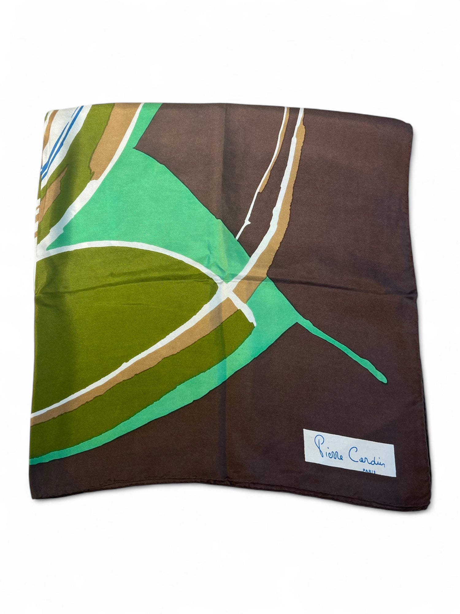 Pierre Cardin - Carré en soie marron et vert