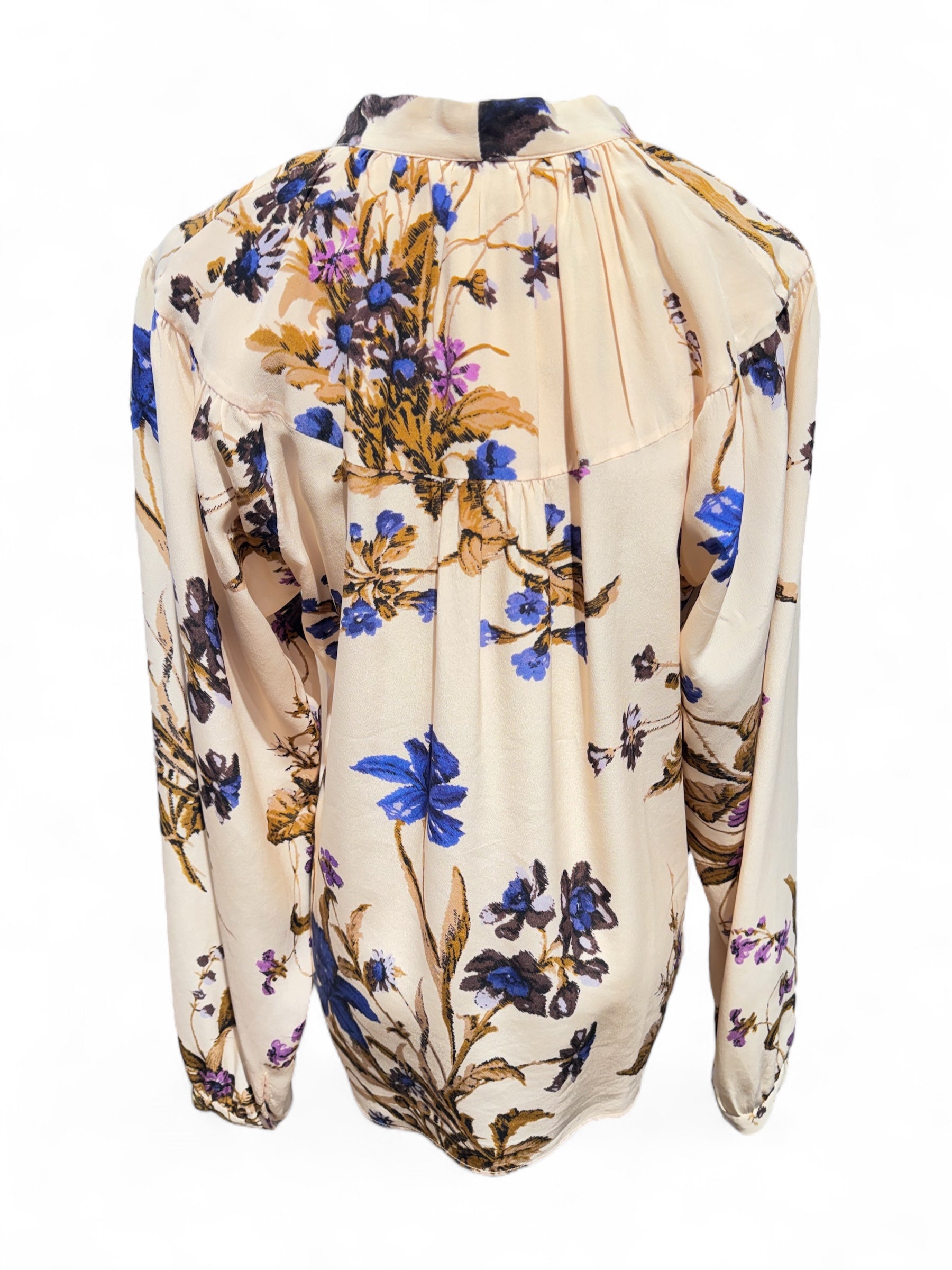 Rochas - Bluse in Hautfarbe aus Seide mit Blumenmuster Gr. 40