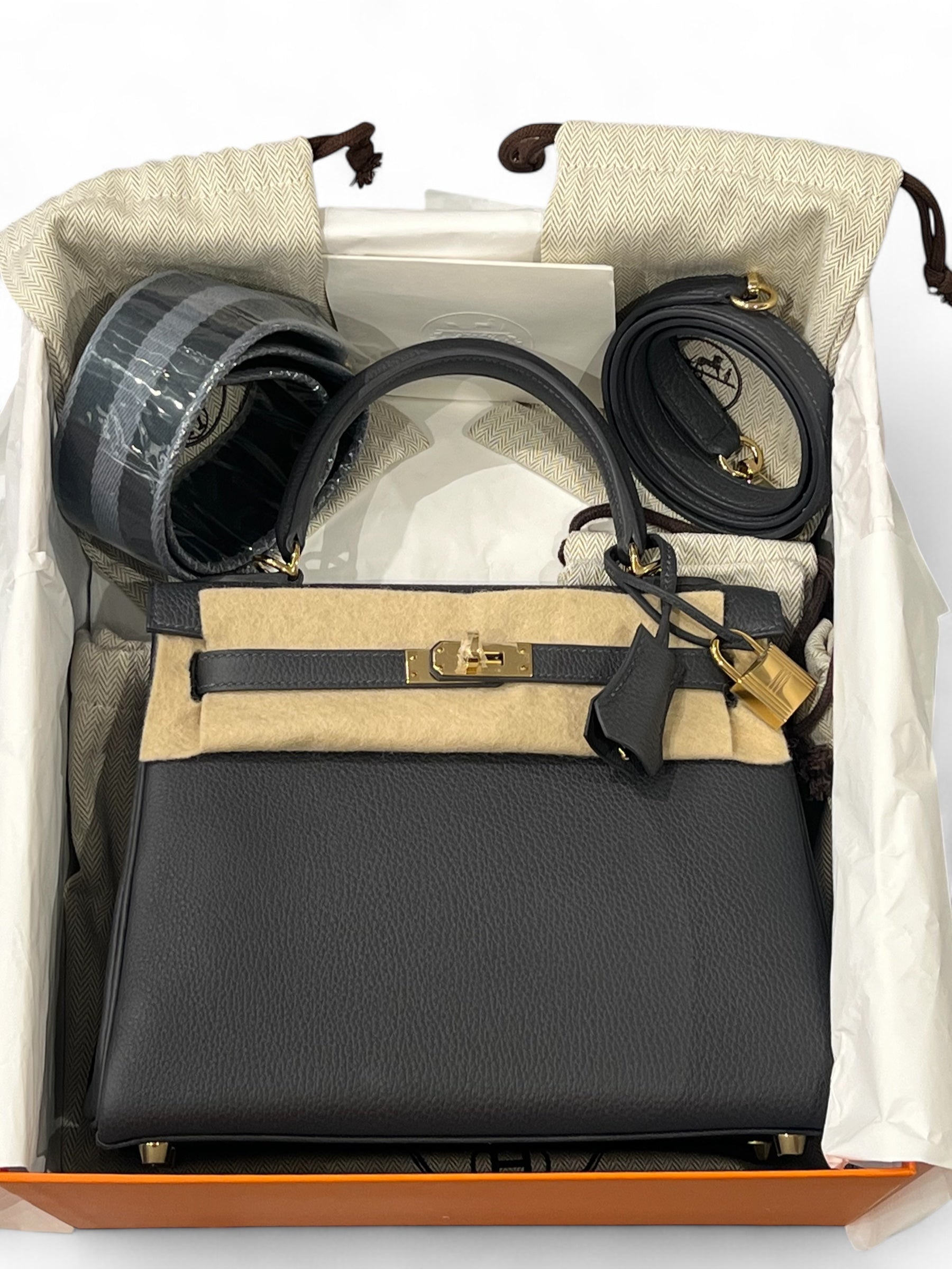 Hermès - Kelly-Tasche 25 Zinn Grau
