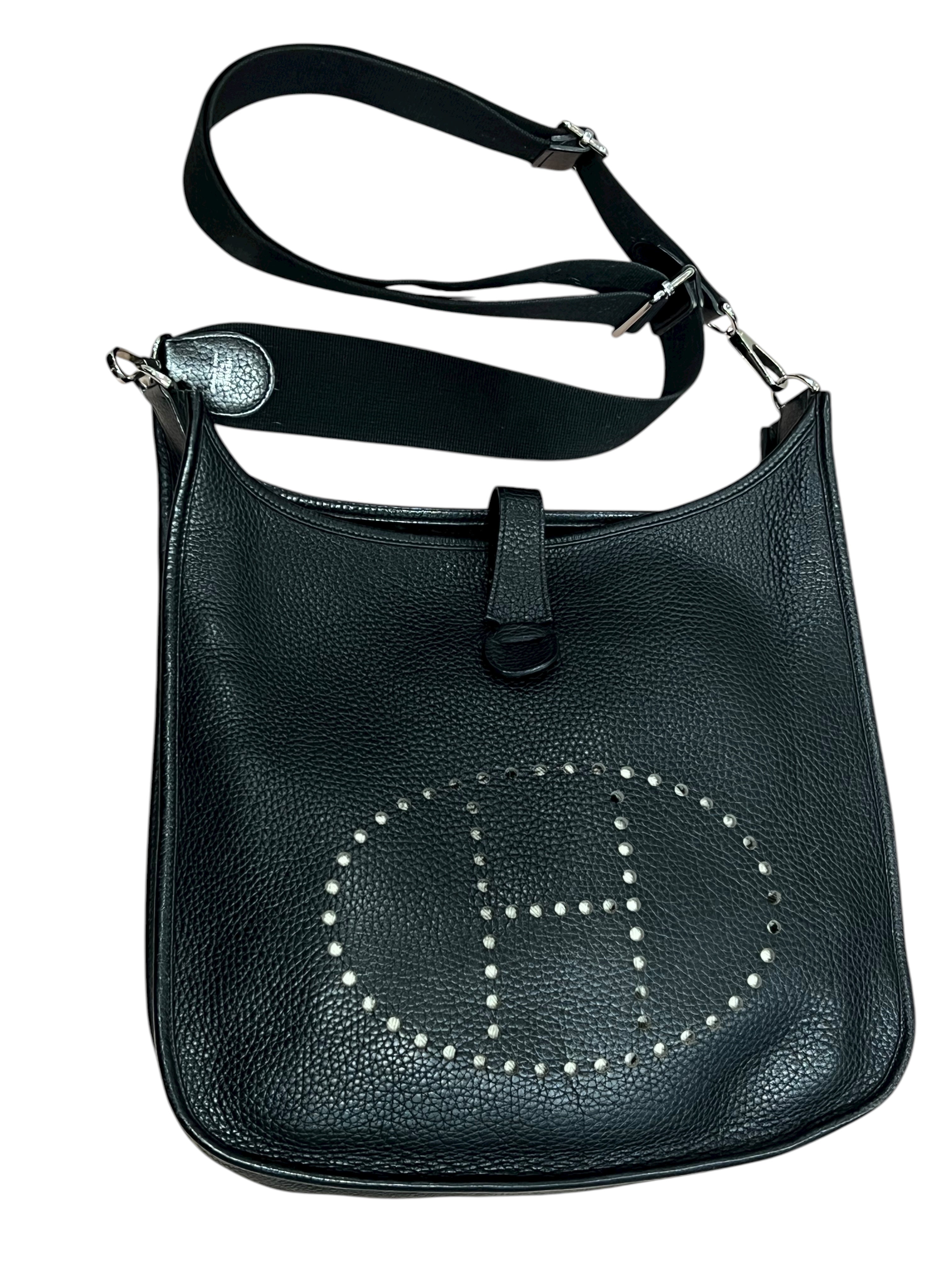 Hermès - sac Evelyne PM 29cm cuir clémence noir