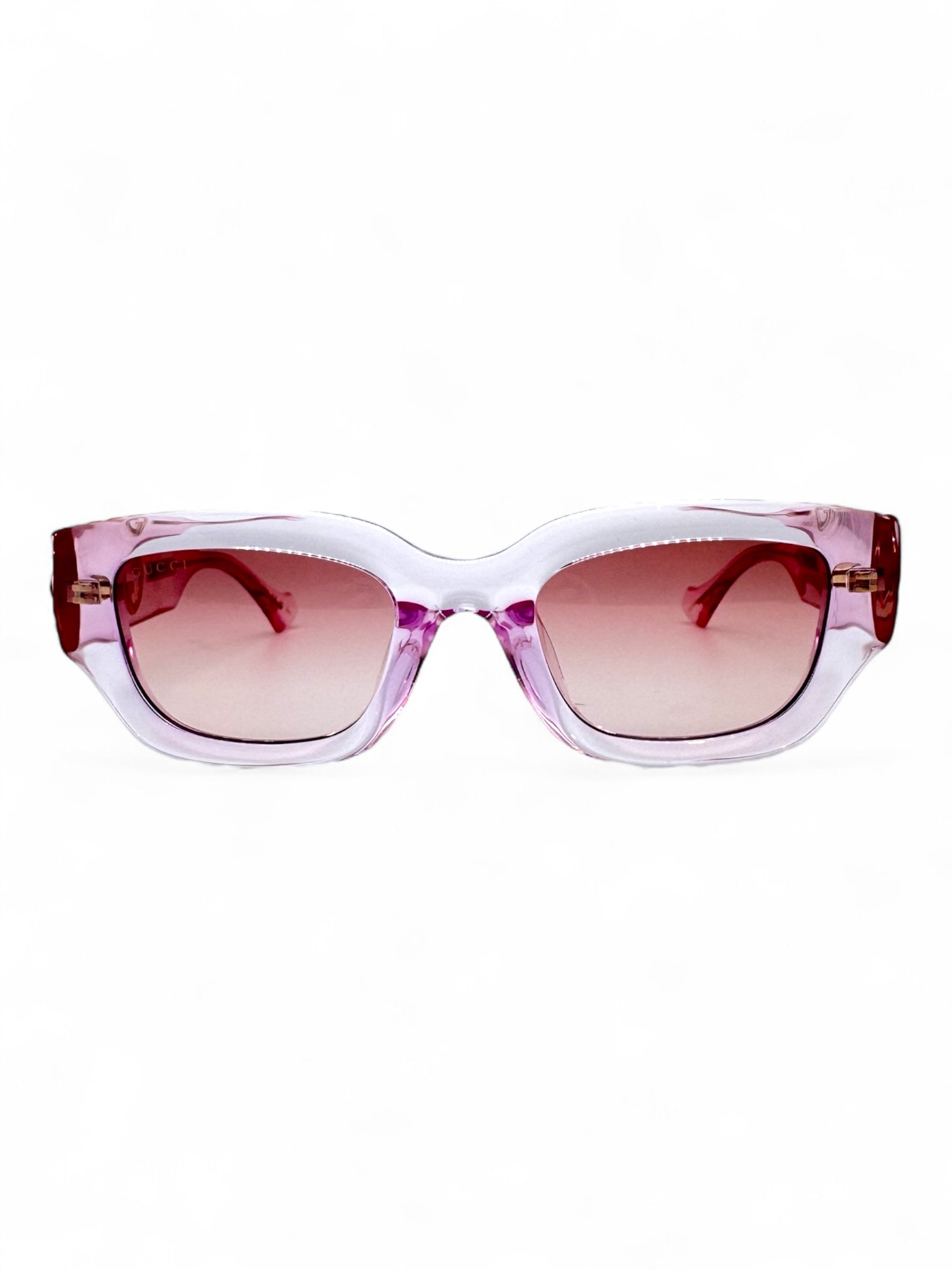 Gucci - Durchsichtige rosafarbene Sonnenbrille