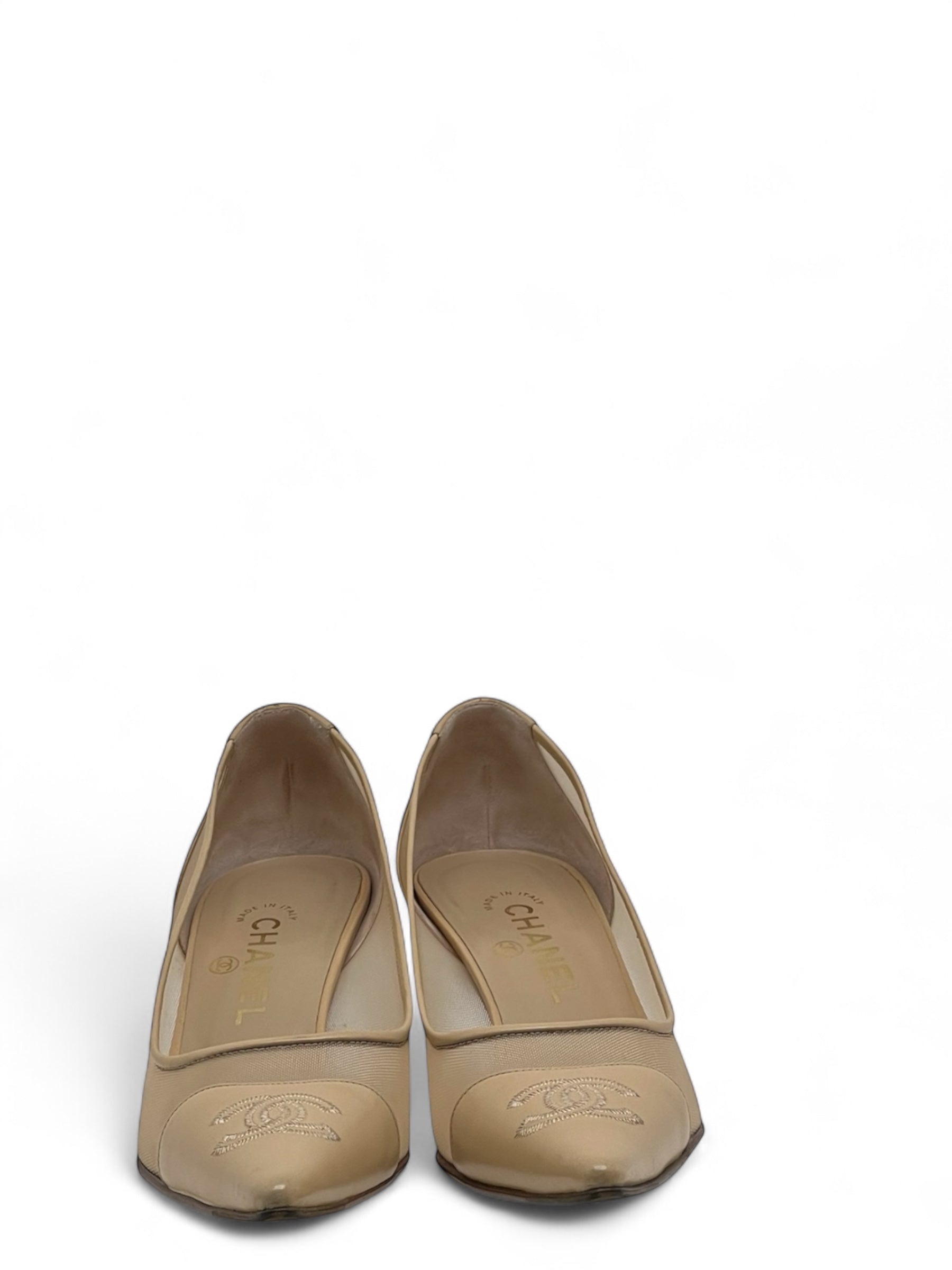 Chanel - Escarpin, Talons beige T39