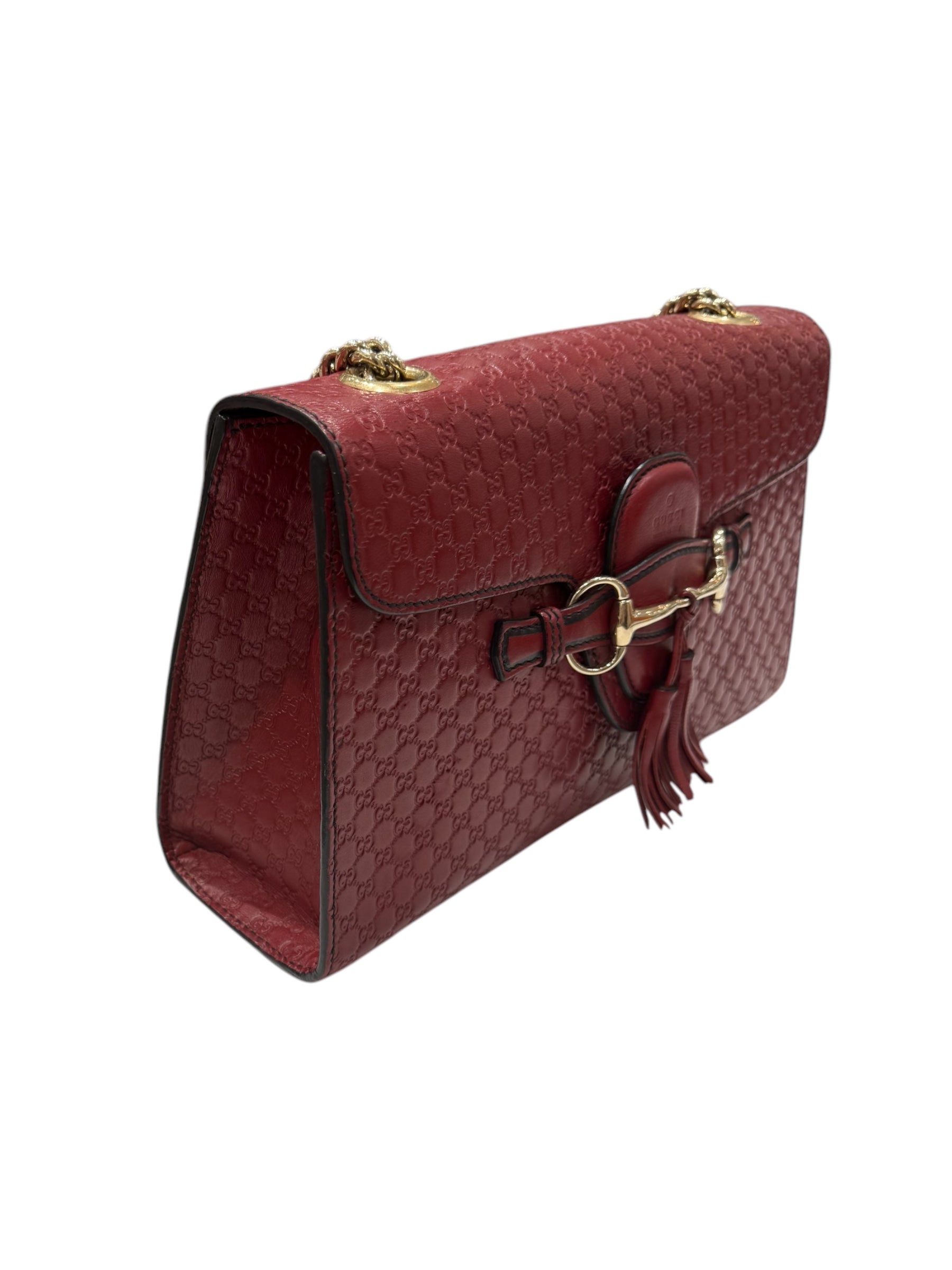 Gucci - Sac Emily cuir monogramme bordeaux