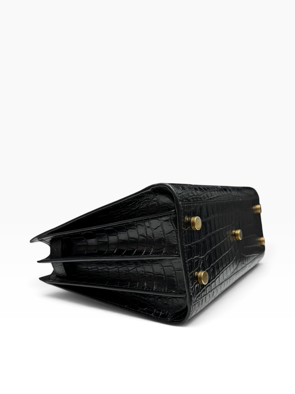 Saint Laurent - Sac de jour noir small embossé Crocodile