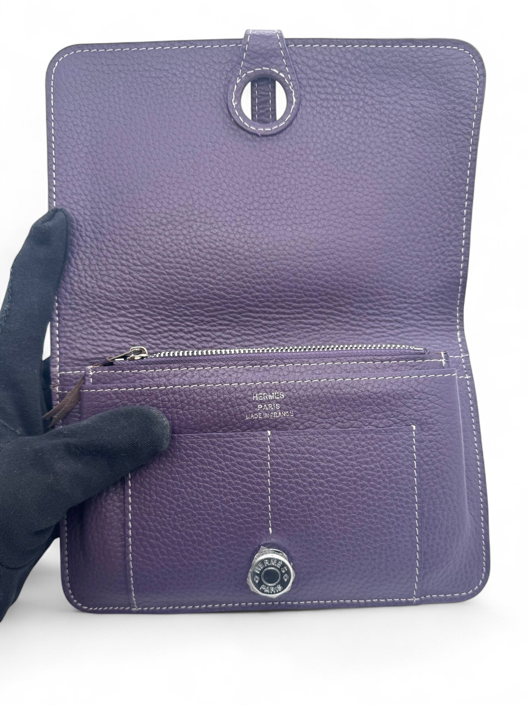Hermès - Geldbörse aus lila Dogon-Leder
